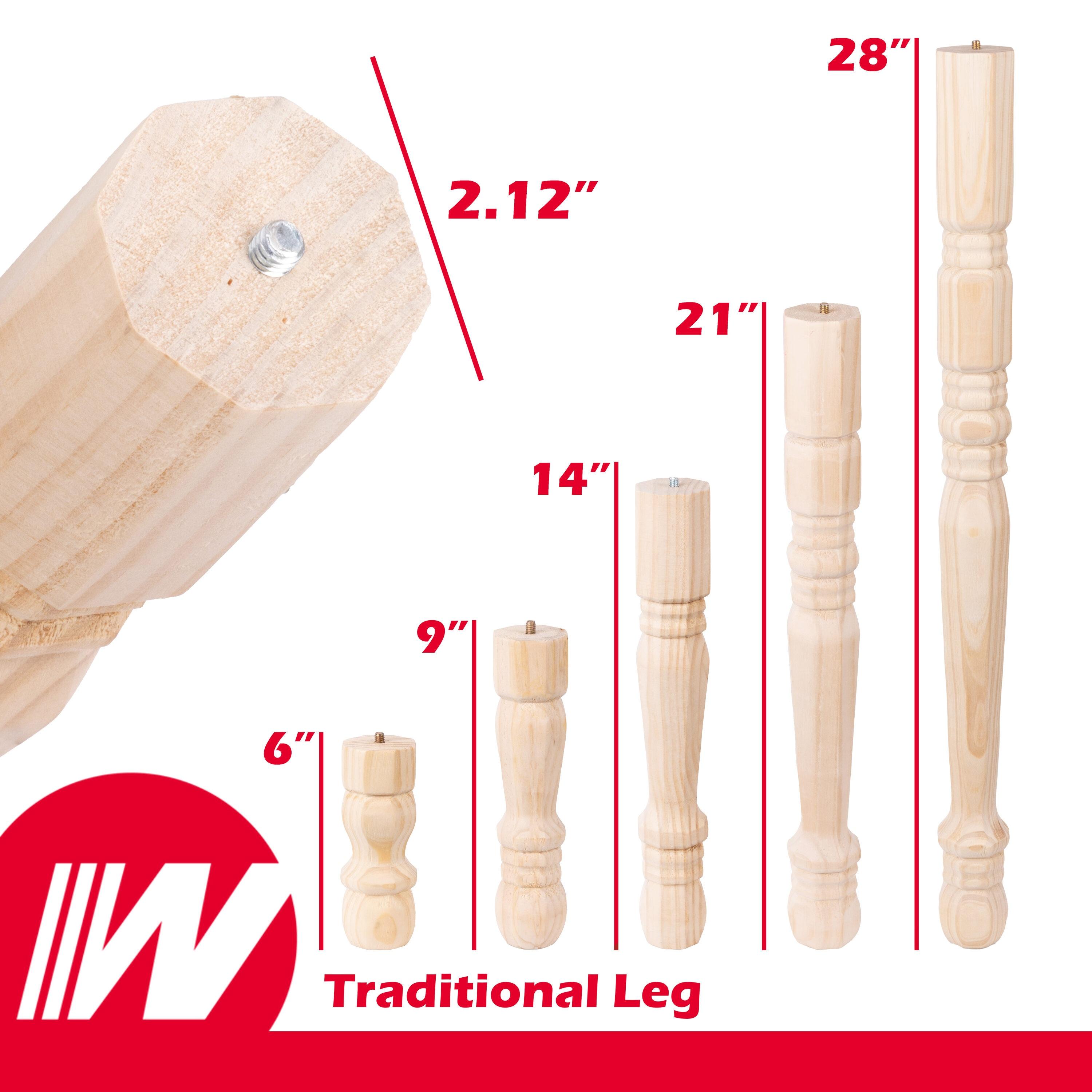 Waddell 6 in. H Traditional Pine Table Leg