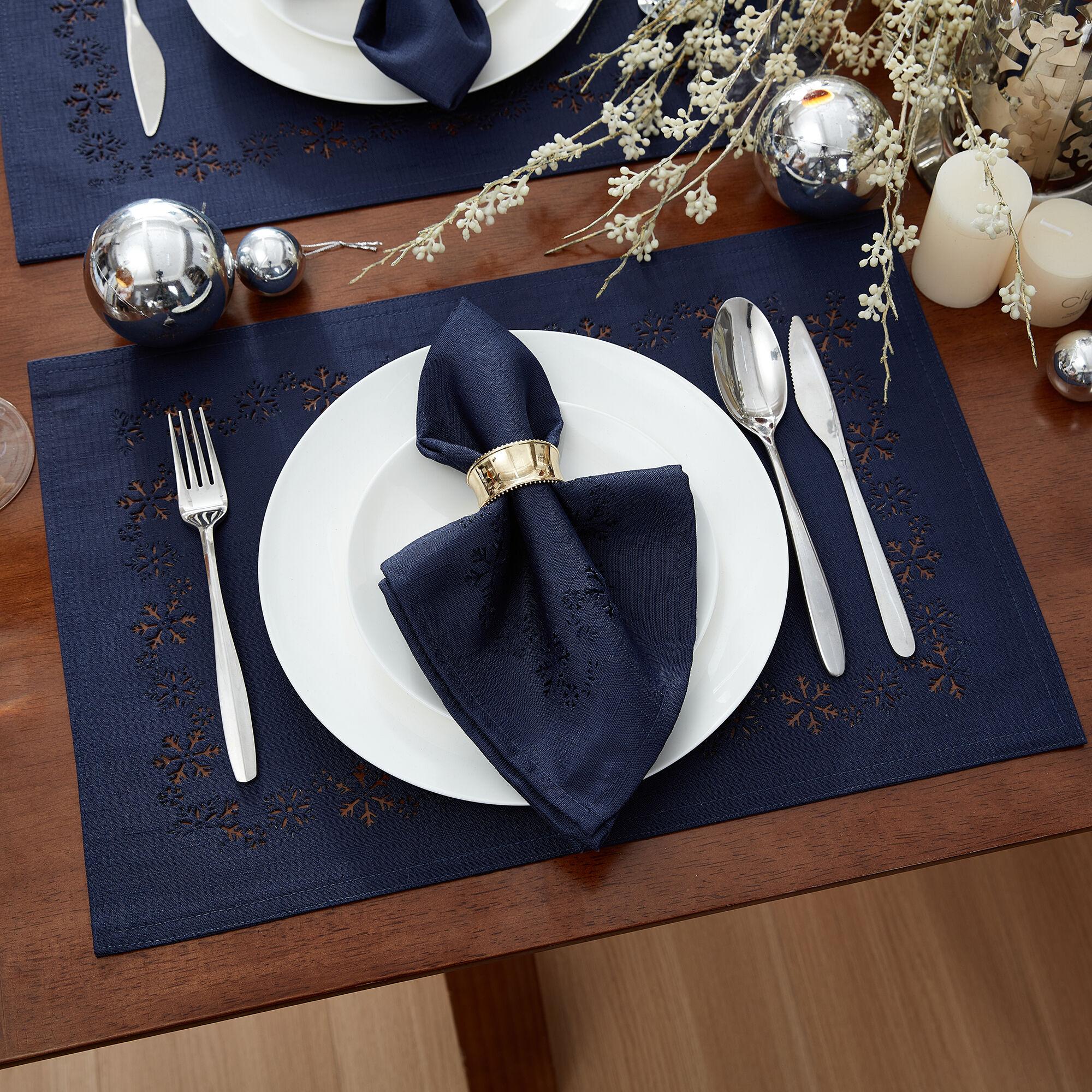 Snowflake Laser Cut Tablecloth - Blue - 52" Square - Elrene Home Fashions