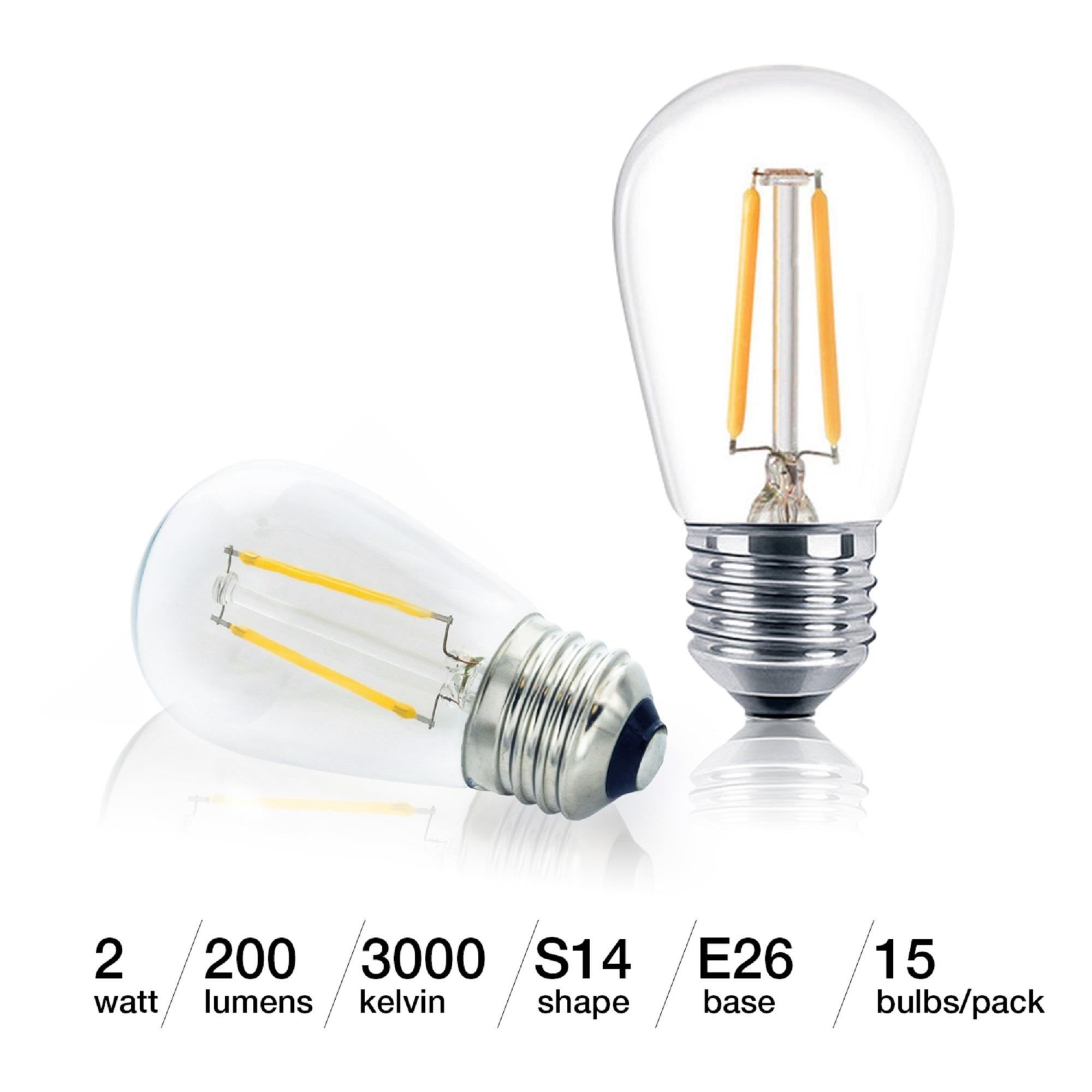 Brightech AmbiencePro 15-Pack 2 W 3000K S14 Dimmable E26 LED Vintage Edison LED Light Bulbs