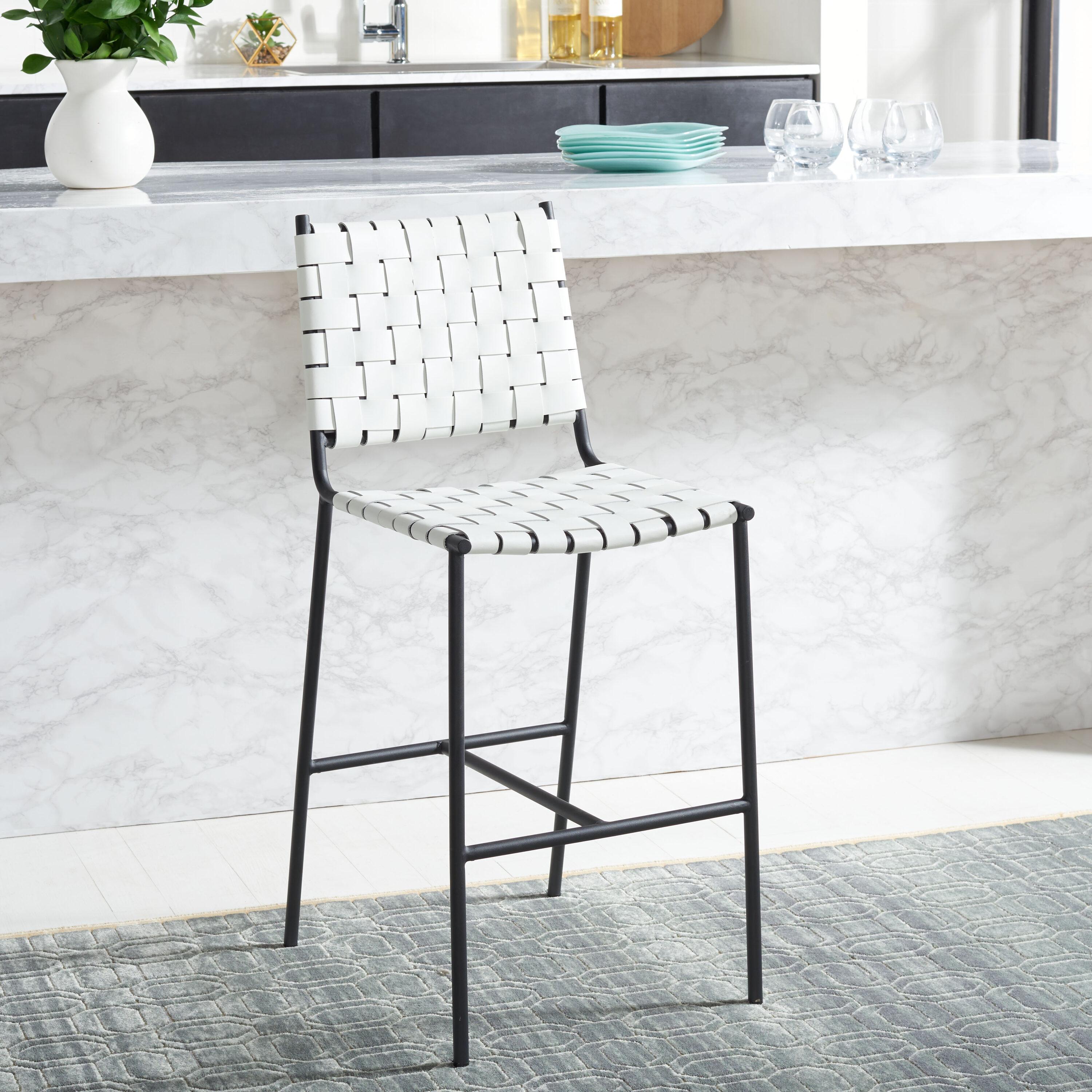 Olenna Woven Counter Stool - BST3011 - White/Black - Safavieh