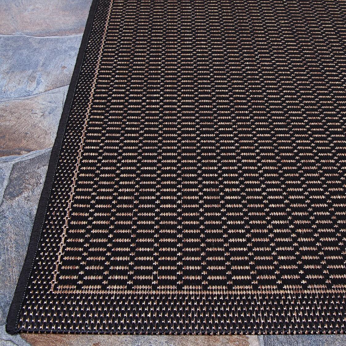 Couristan Recife Saddle Stitch Indoor /Outdoor Area Rug, Black- Cocoa, 3'9" x 5'5"