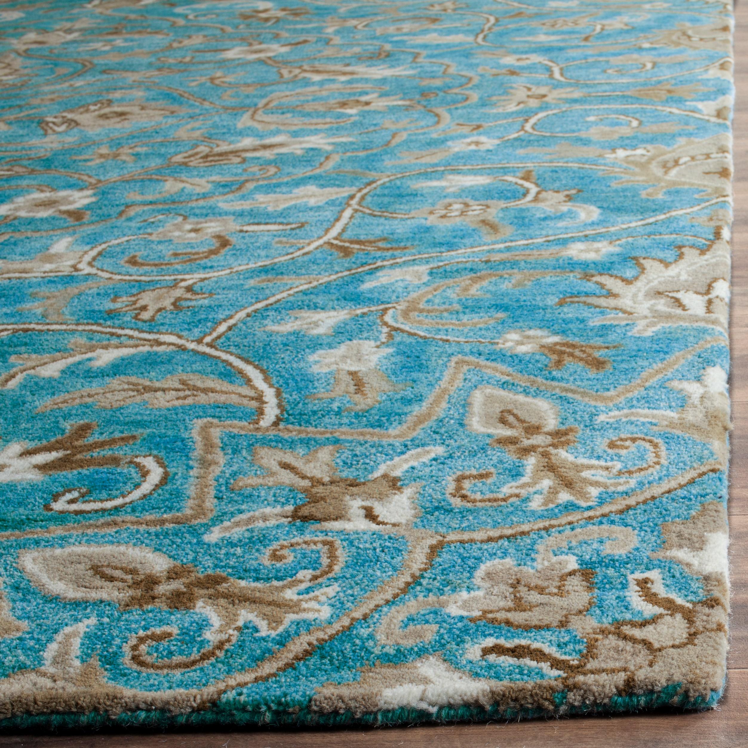 Bella BEL673 Hand Tufted Area Rug - Blue/Taupe - 6'x9' - Safavieh.