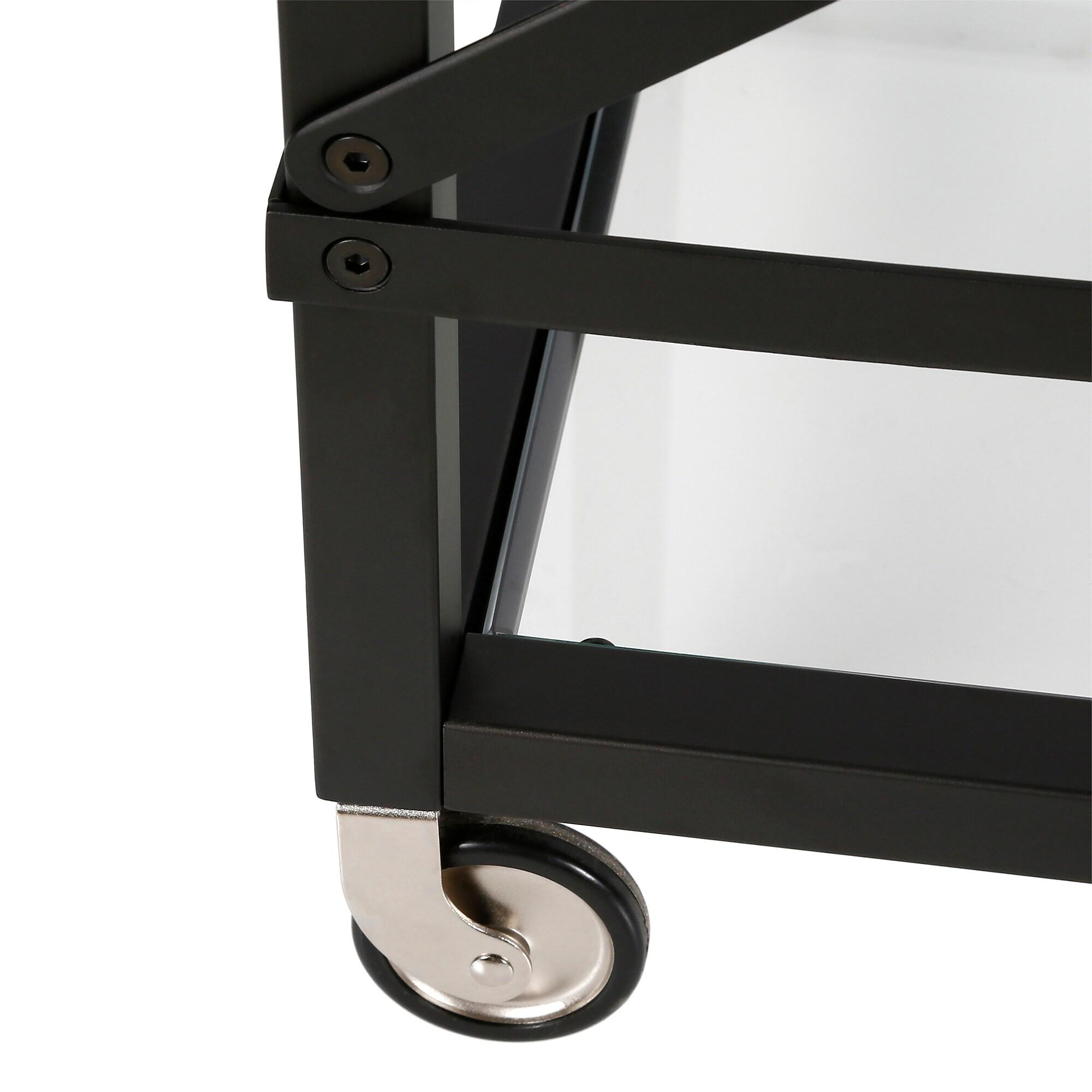 Evelyn&Zoe 30" Blackened Bronze Metal/Glass Bar Cart
