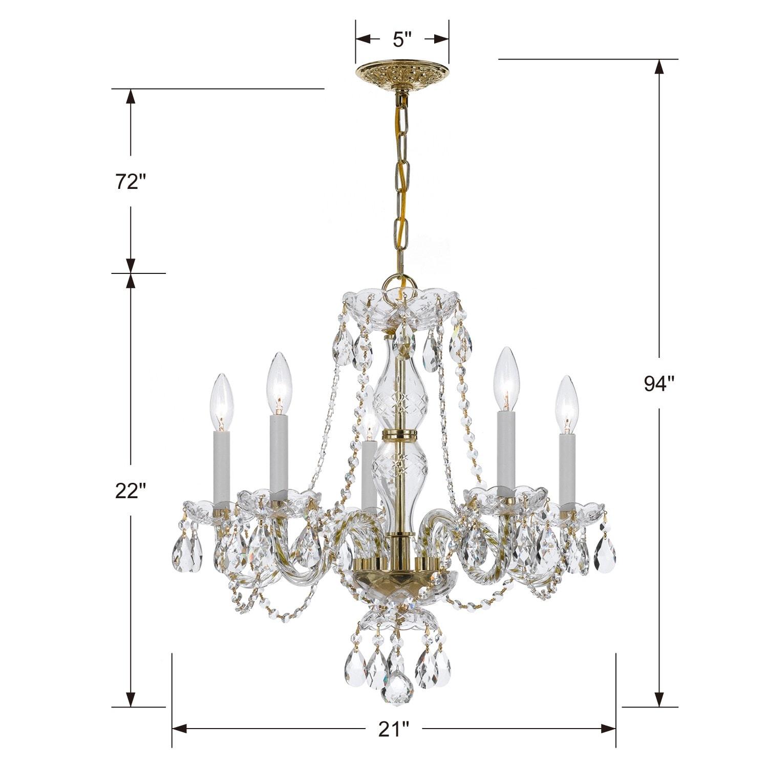 Crystorama Lighting Traditional Crystal 5 - Light Chandelier in  Polished Brass