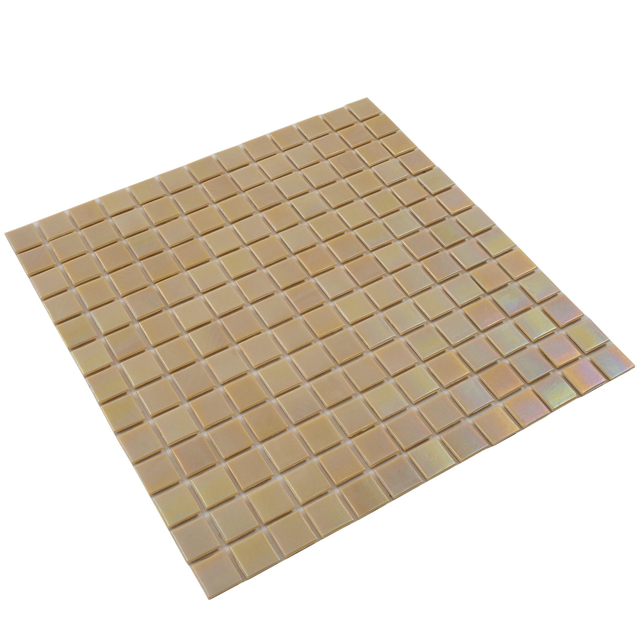 Apollo 12" x 12" Glossy Beige Glass Mosaic Wall and Floor Tile