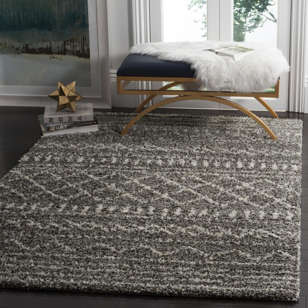 Arizona Shag ASG741 Power Loomed Indoor Area Rug - Brown/Ivory - 4'x6' - Safavieh