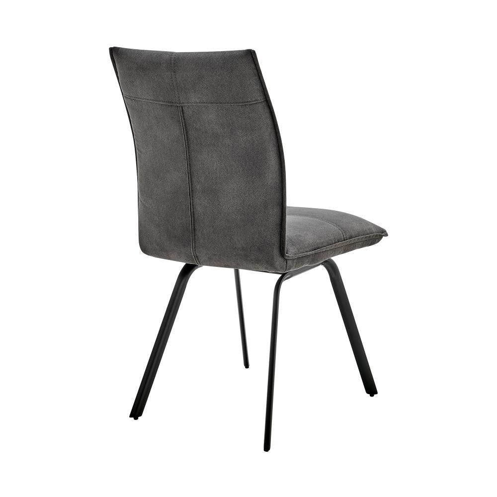 Set of 2 Rylee Fabric Finish Dining Chairs Charcoal Gray/Black - Armen Living