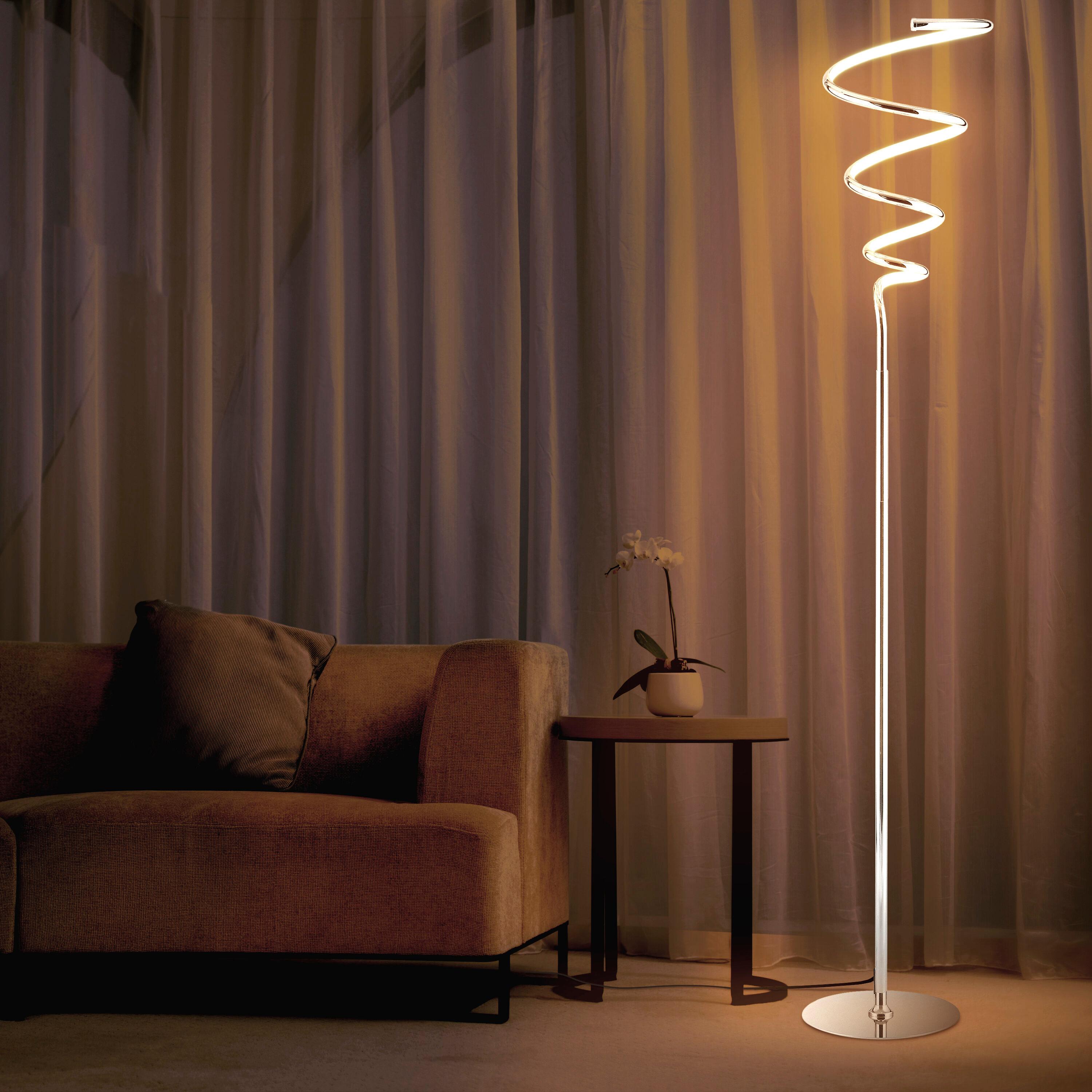 JONATHAN Y JYL7027A Scribble 60.5" Modern Dimmable Metal Integrated LED Floor Lamp, Contemporary, Minimalist, Glam for living room, dinning room, bedroom, office, Chrome