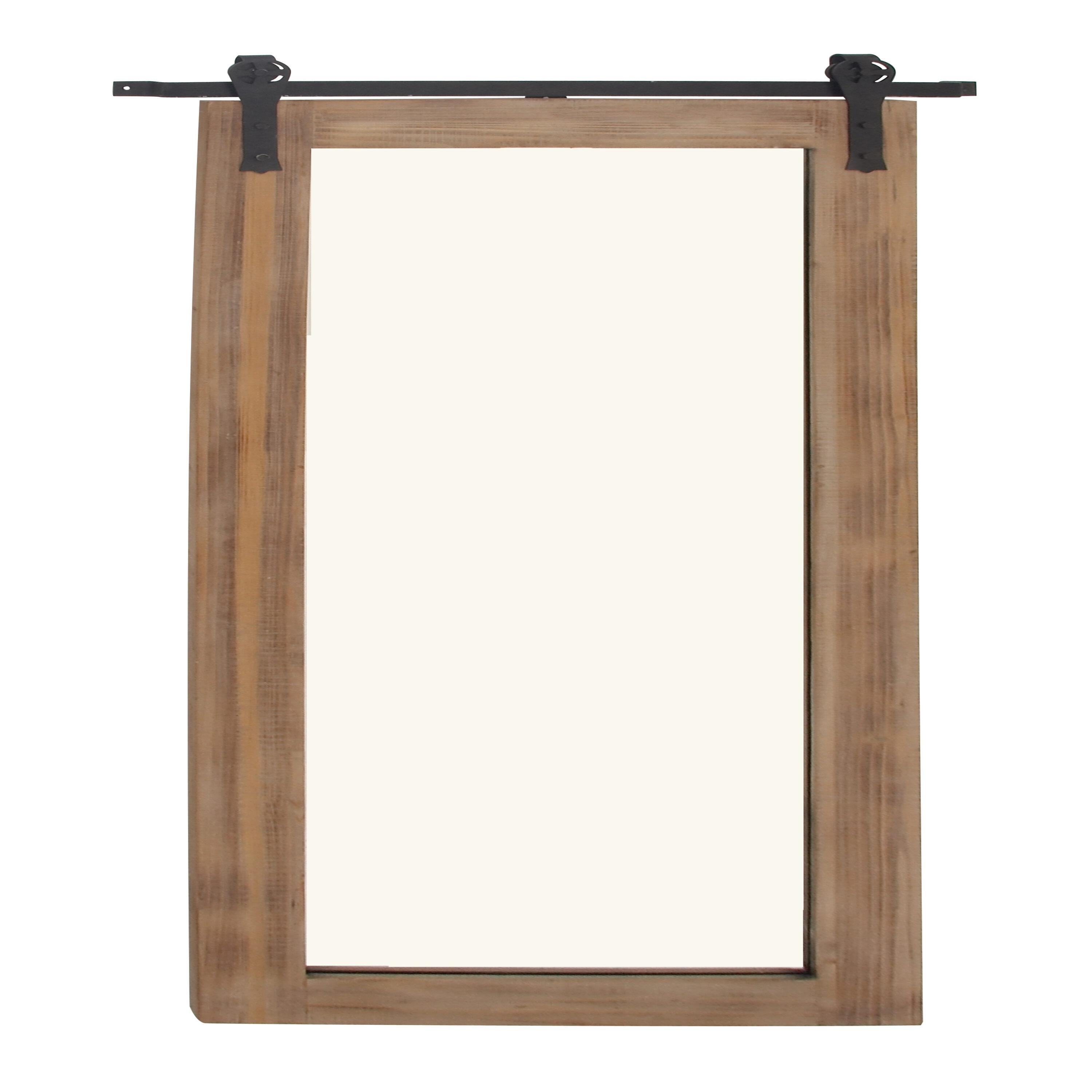 71" x 34" Wood Wall Mirror with Metal Hanging Rod Brown - Olivia & May: Industrial Style, No Assembly Required