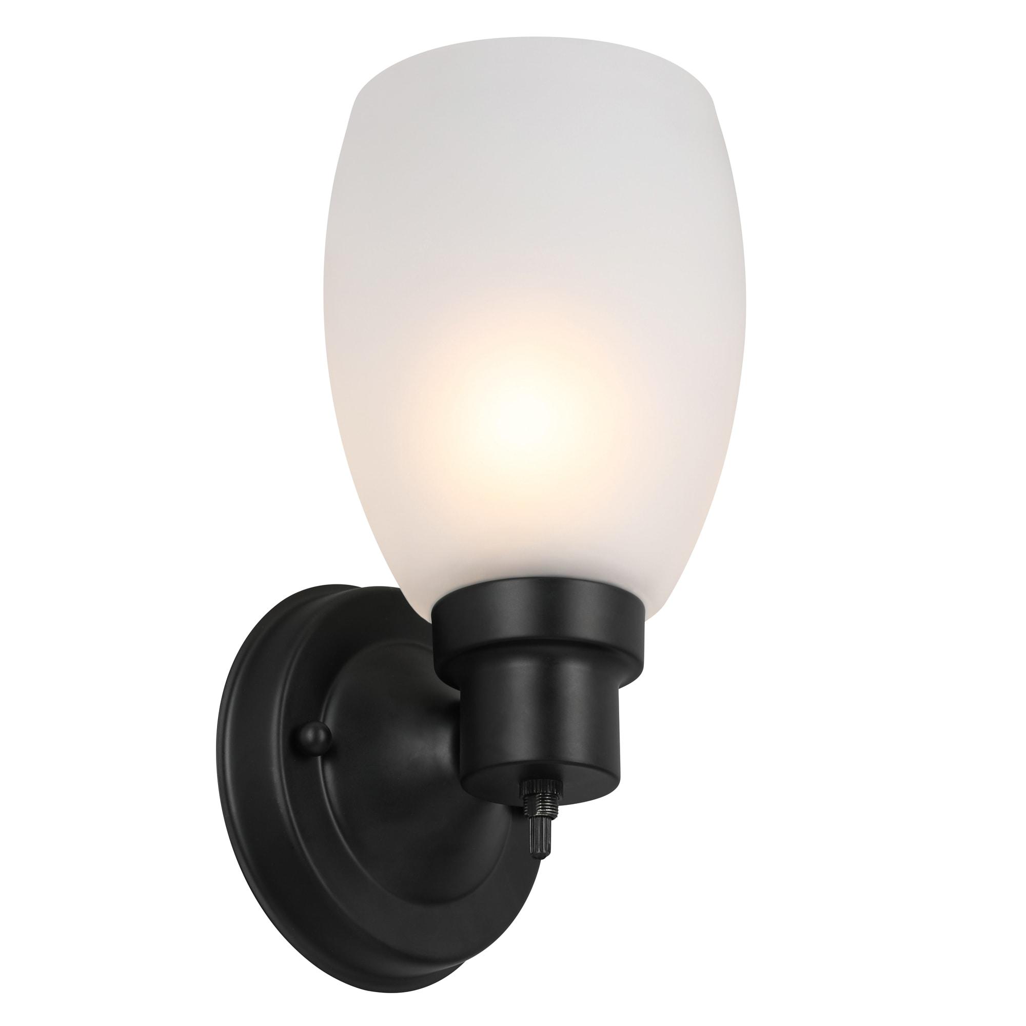 Lydia Matte Black Cylinder Wall Light with Frosted Glass Shade