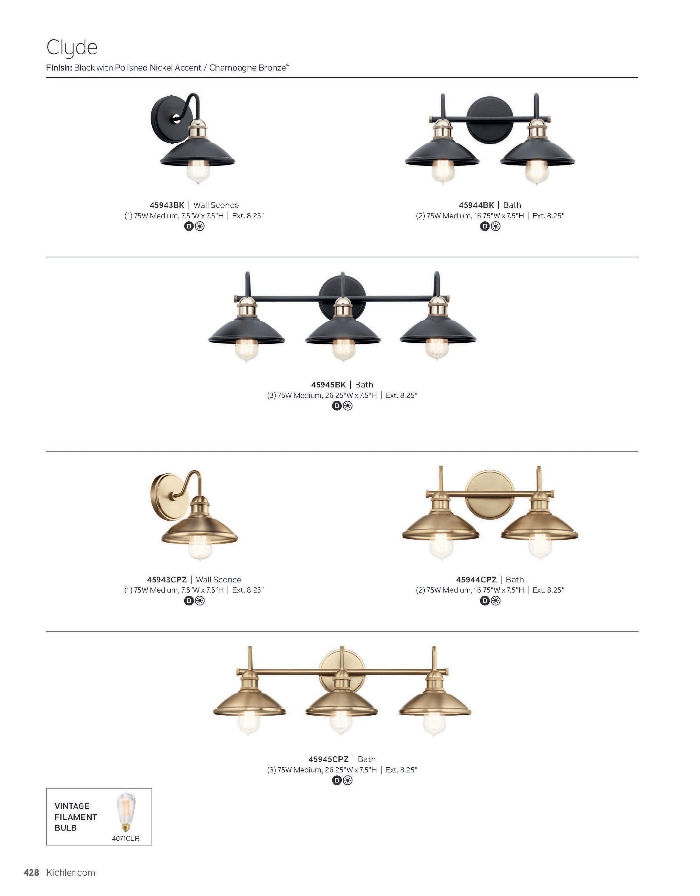Kichler Lighting Clyde 1 - Light Sconce in  Olde Bronze