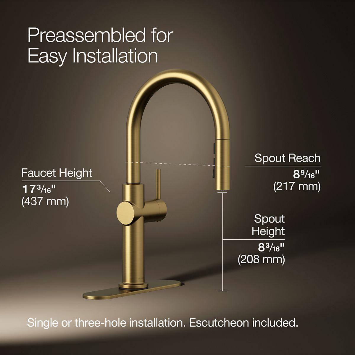 Kohler Crue Single Handle Pull Down Kitchen Faucet with Three-Function Pull Down Sprayer