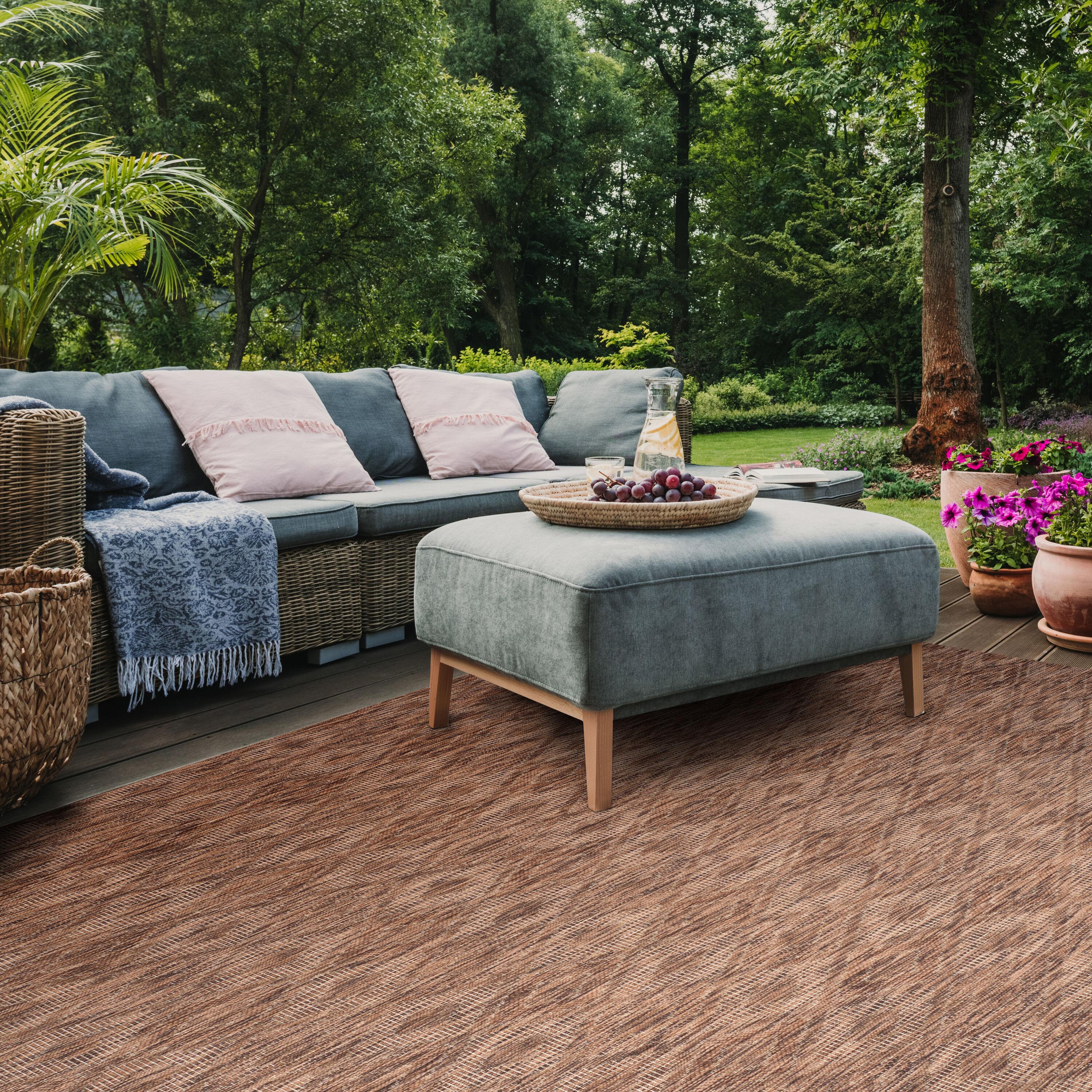 SAFAVIEH Courtyard Teodor Geometric Indoor/Outdoor Area Rug, Brown/Brown, 9' x 12'