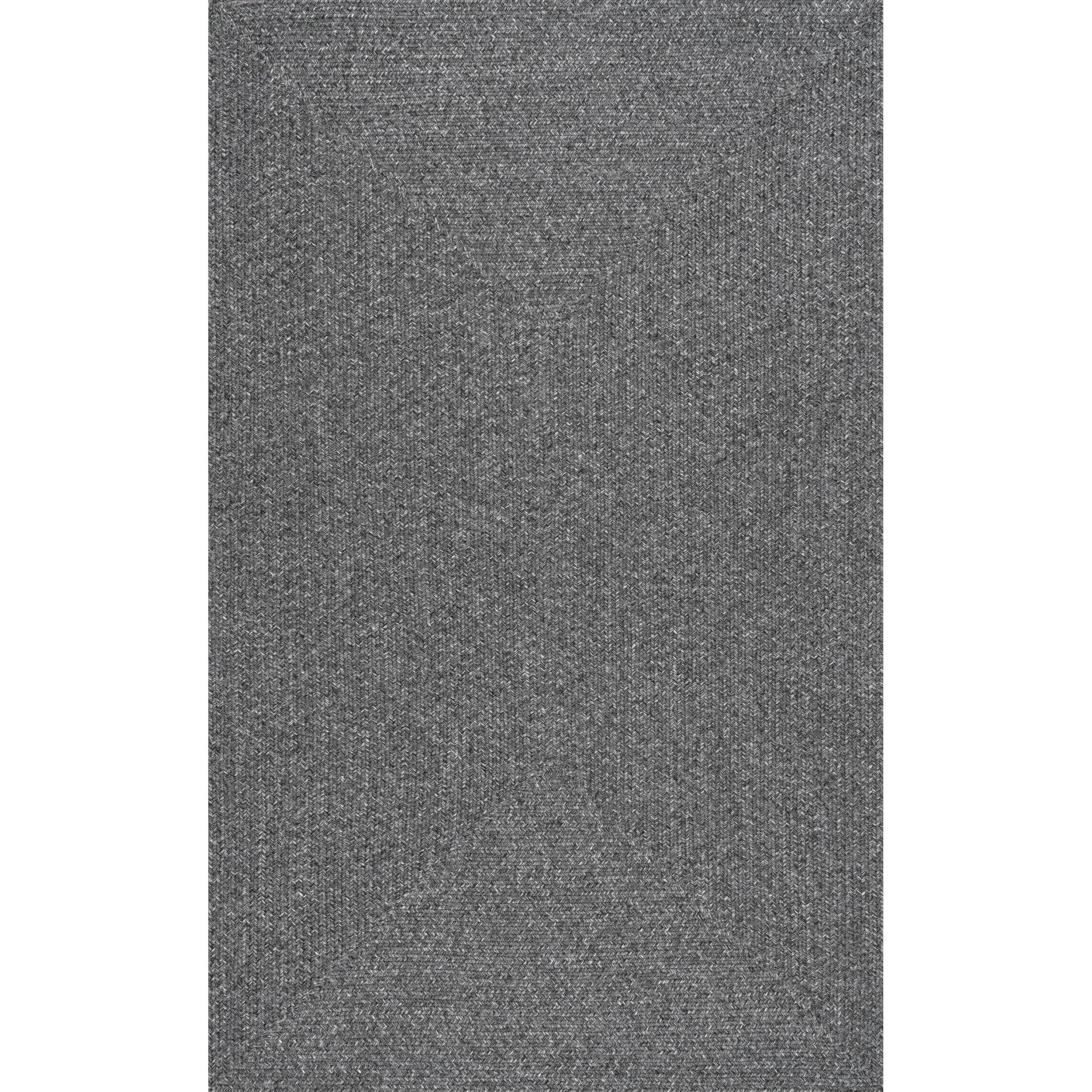 Charcoal Handmade Braided Synthetic Square Rug, 8'