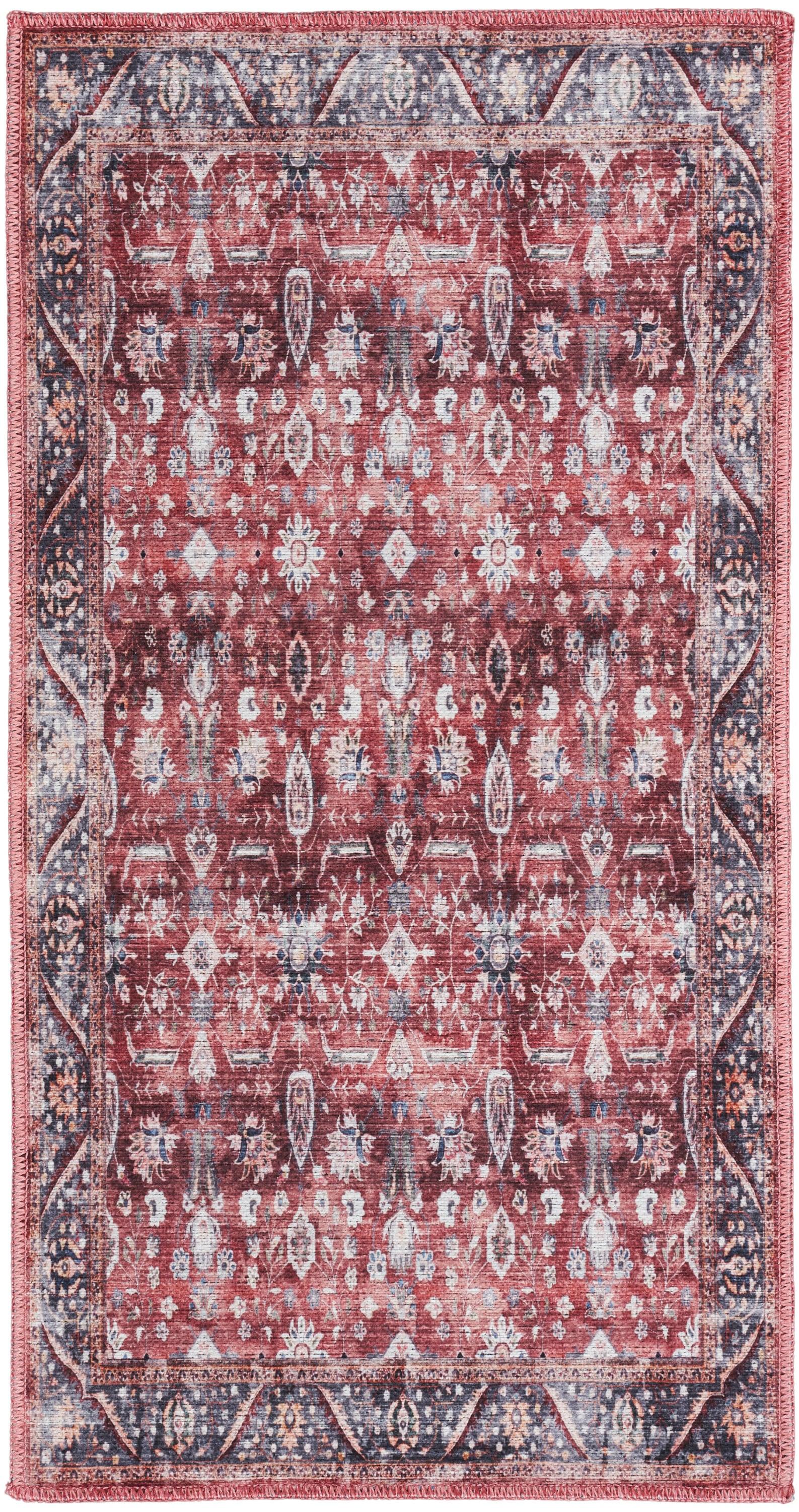 Nourison Washable Brilliance 2' x 4' Brick/Ivory Vintage Indoor Bathroom, Kitchen Mat Rug