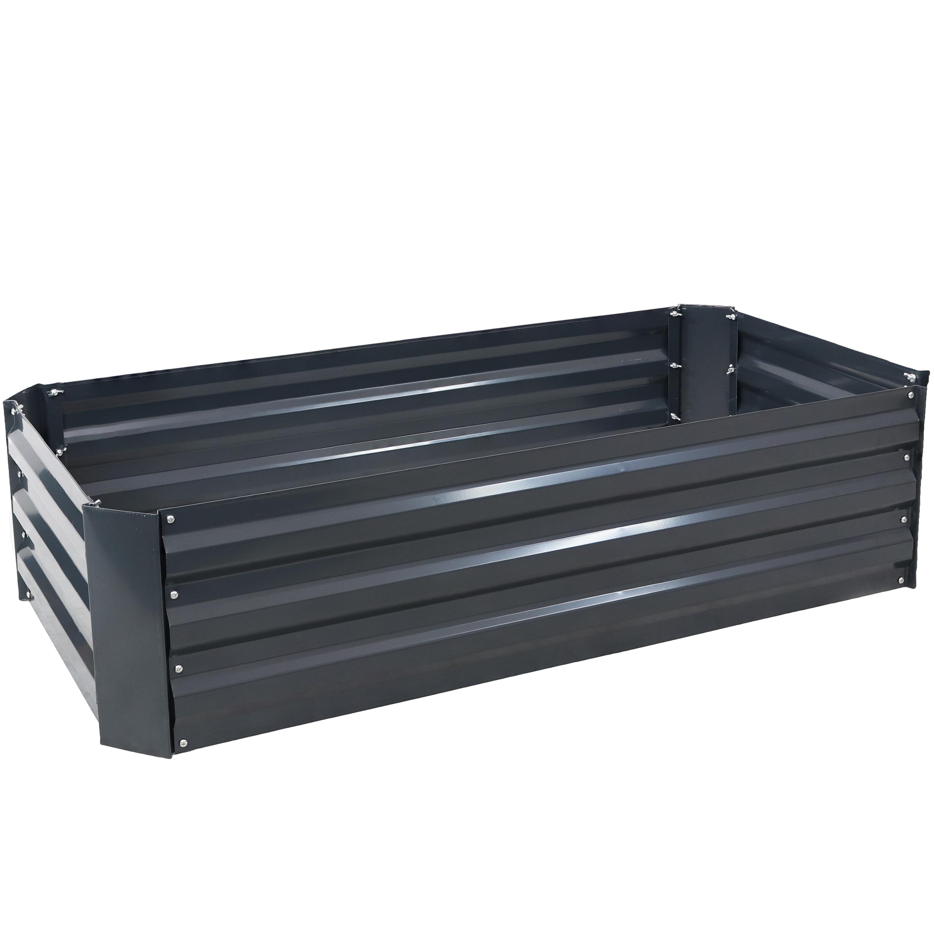 Sunnydaze Hot Dip Galvanized Steel Raised Garden Bed for Plants, Vegetables, and Flowers - 48" L x 11.75" H - Dark Gray