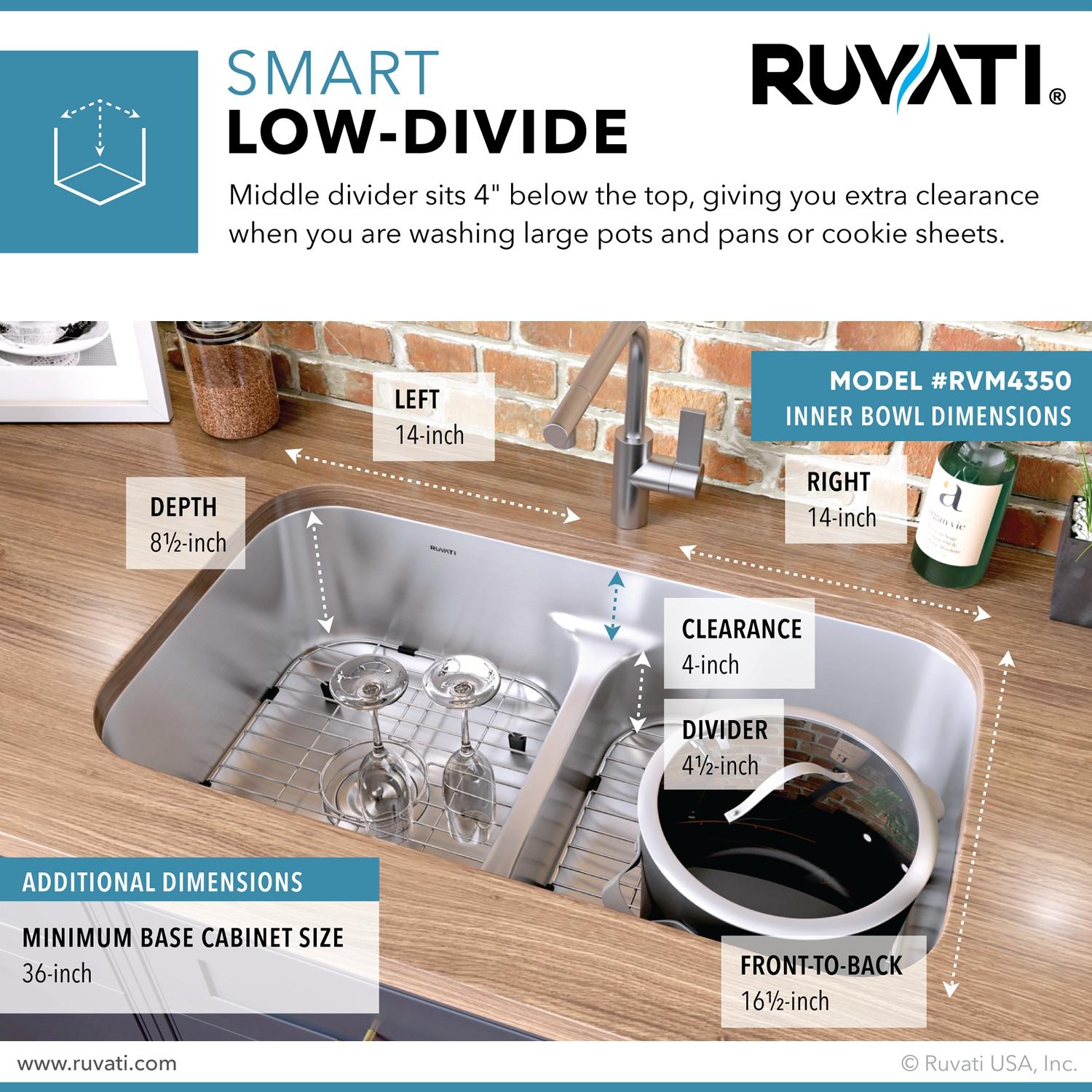 Ruvati 34-inch Stainless Steel Double Bowl Undermount Kitchen Sink