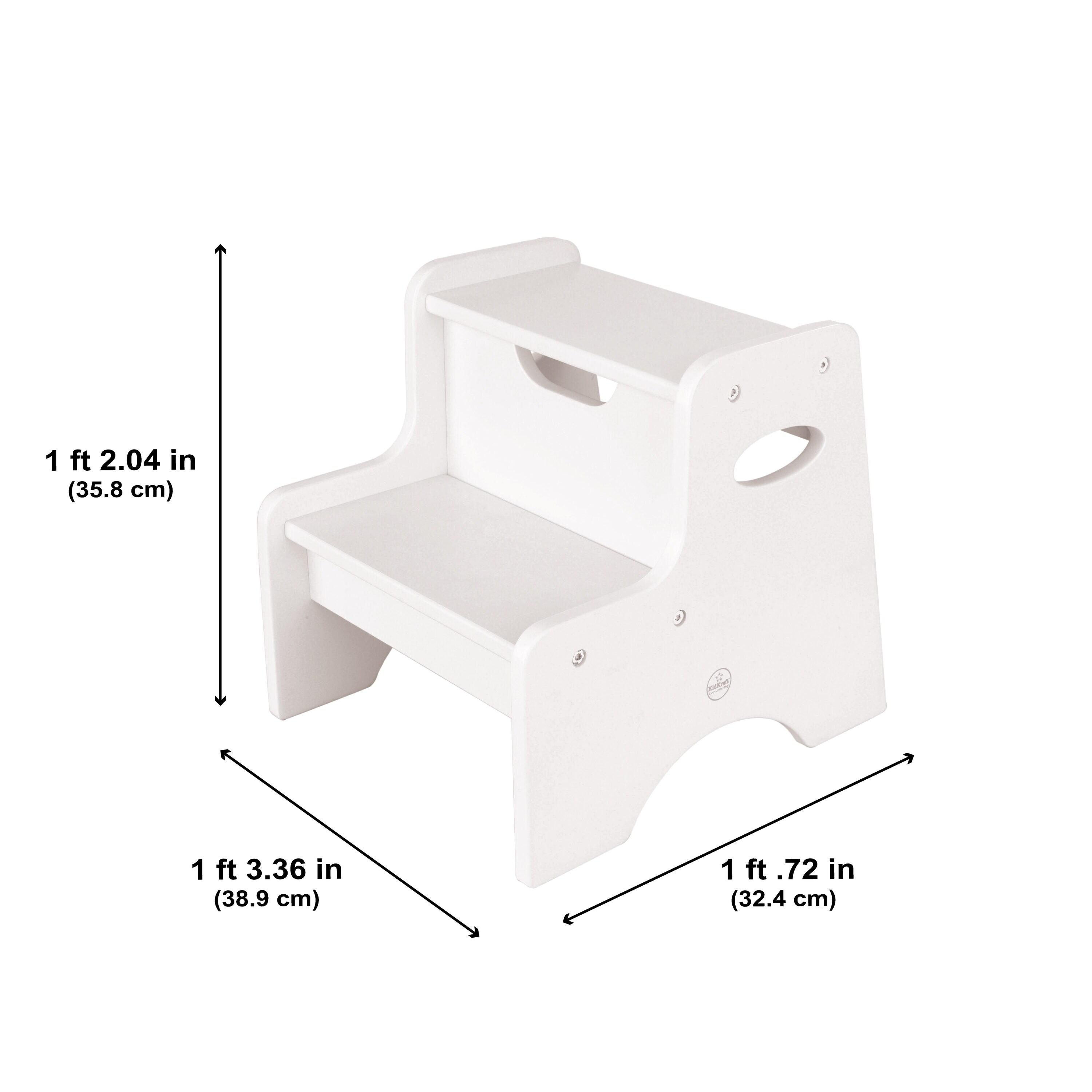 KidKraft Wooden Two-Step Children's Stool with Handles - White