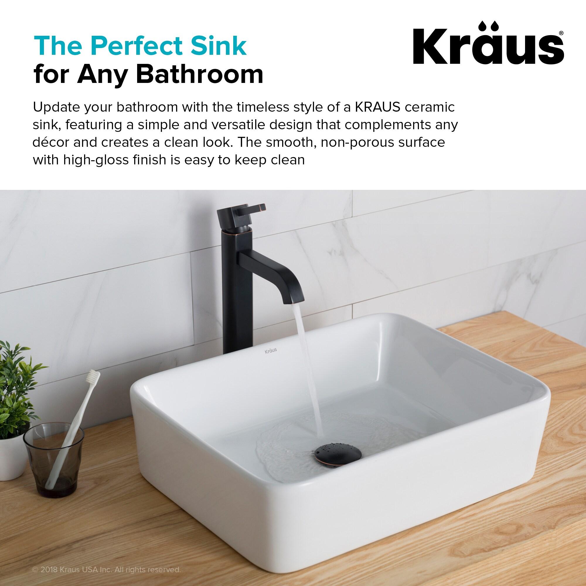 Kraus KCV-121 Thin ceramics Rectangular Vessel Bathroom Sink