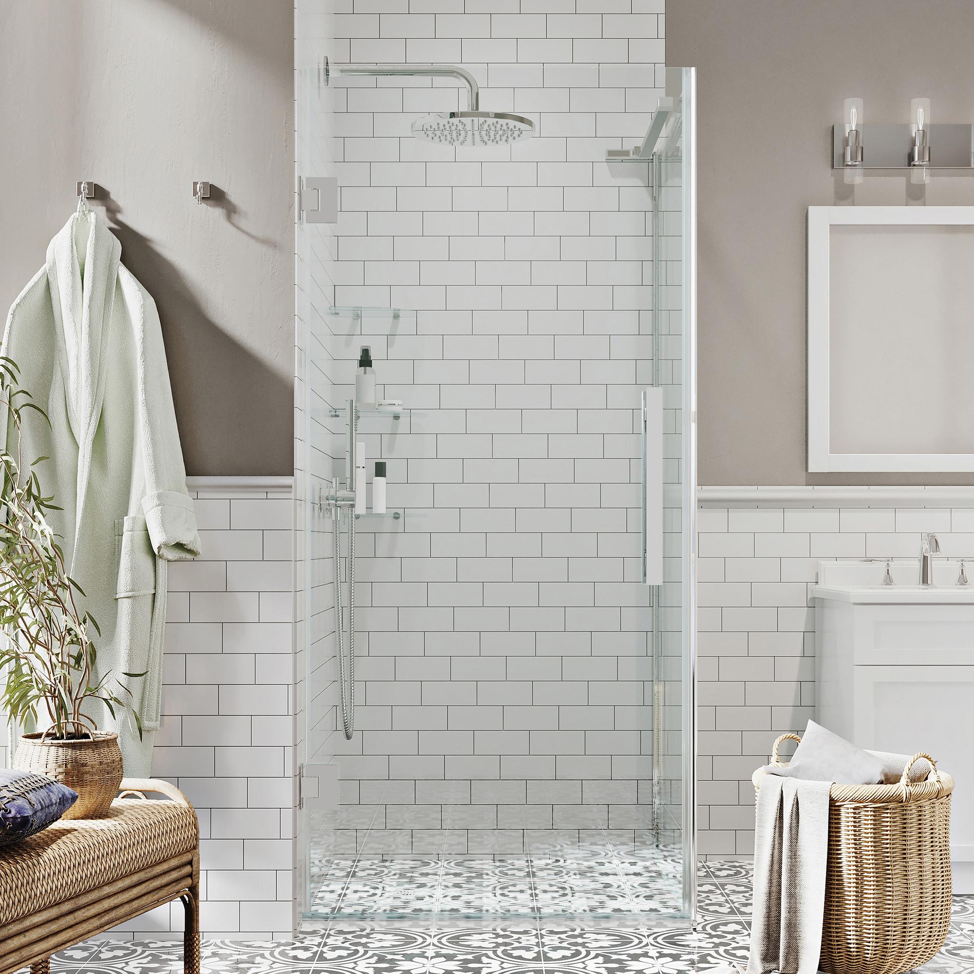 Ove Decors Endless Tampa-Pro 23" W x 72" H Corner Frameless Shower Kit, Door, Panel, Shelves TP0102101