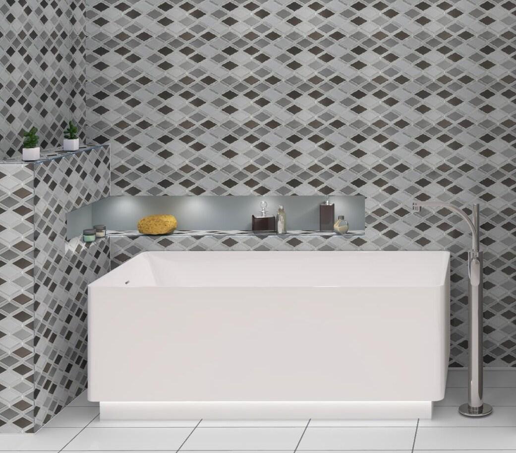 Geom Aluminum Metal Diamond Mosaic Kitchen Backsplash, Bathroom, Shower, Wall and Floor Tile