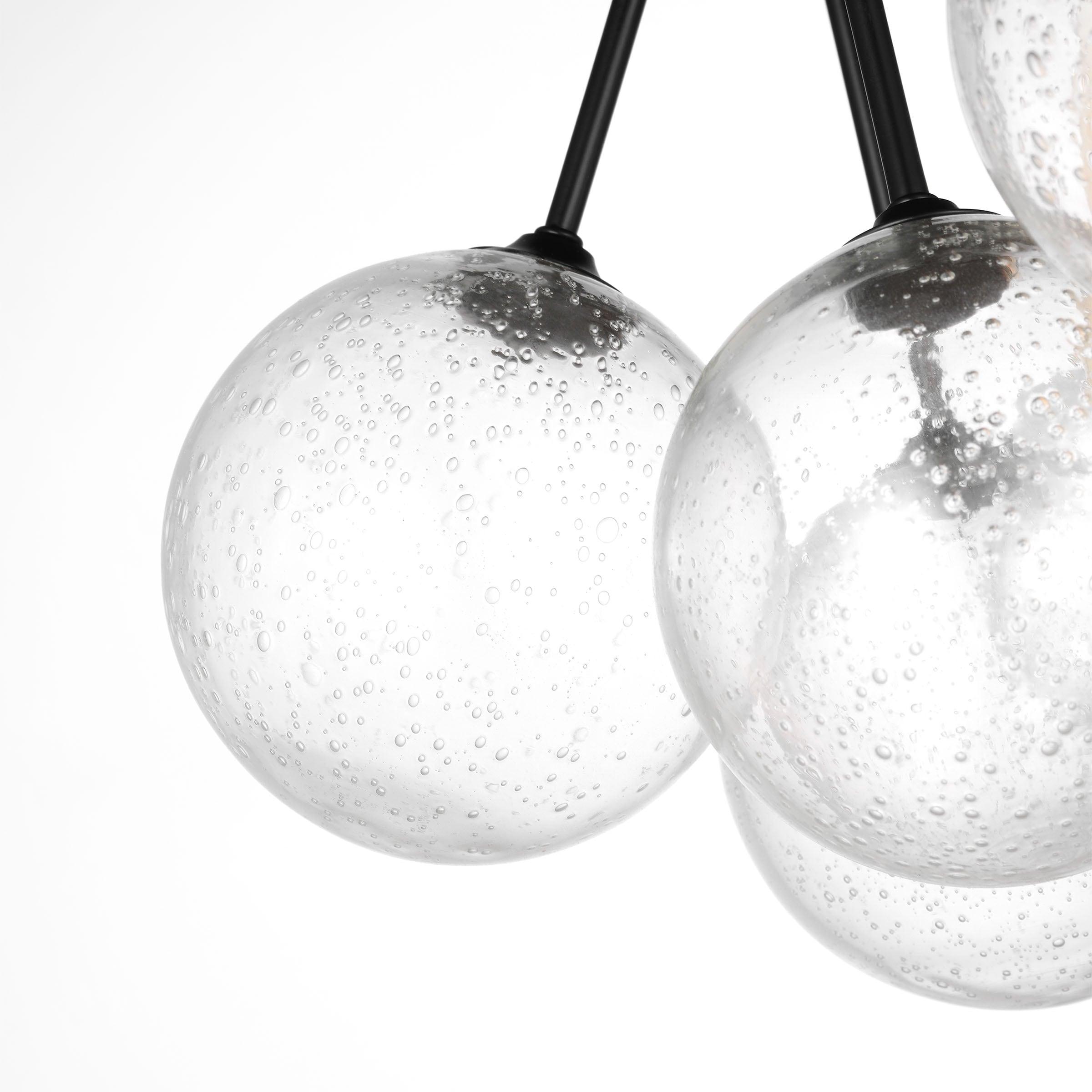 Midnight Black 15'' Semi-Flush Mount with Clear Seeded Glass Globes