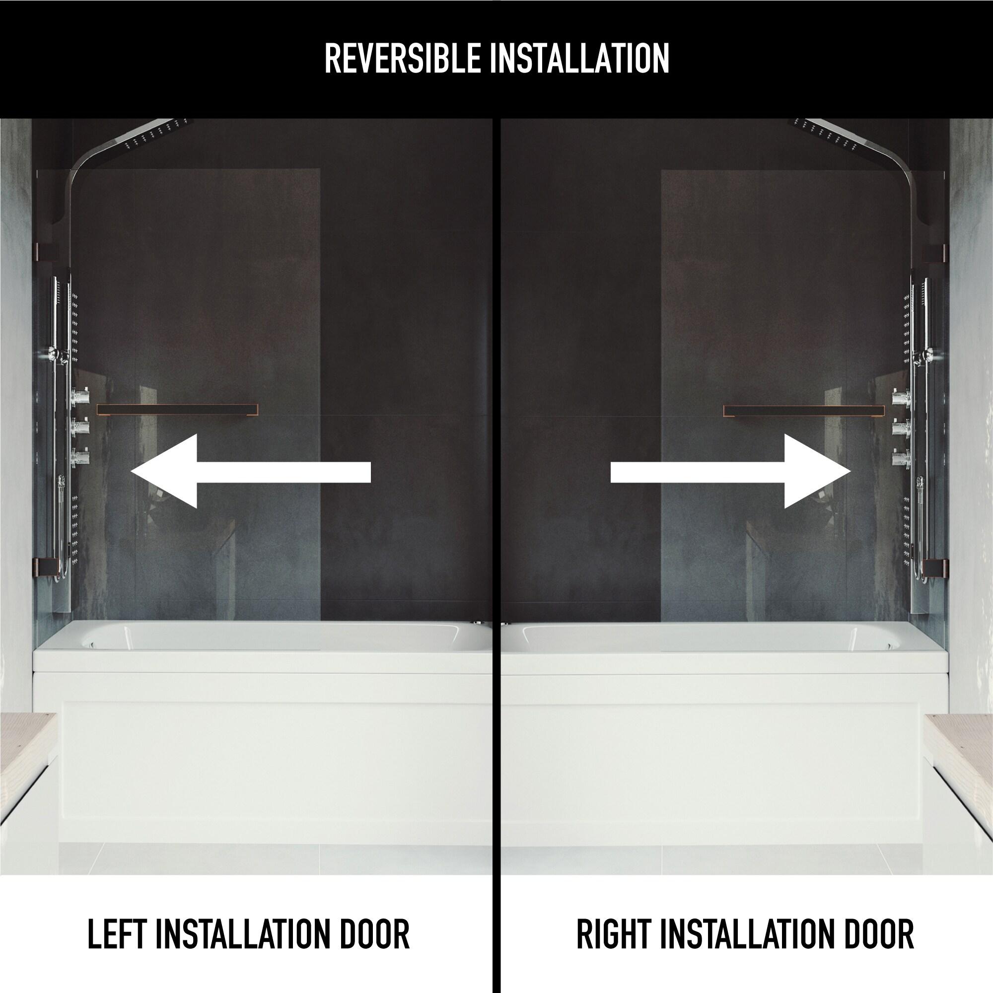 Rialto 34" W x 58" H Hinged Frameless Tub Door with with 5/16" Glass