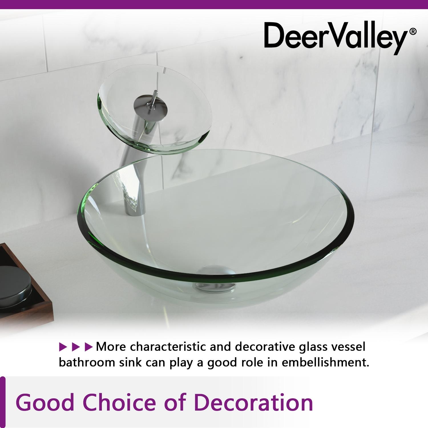 DeerValley Symmetry 16.5'' Circular Glass Vessel Bathroom Sink