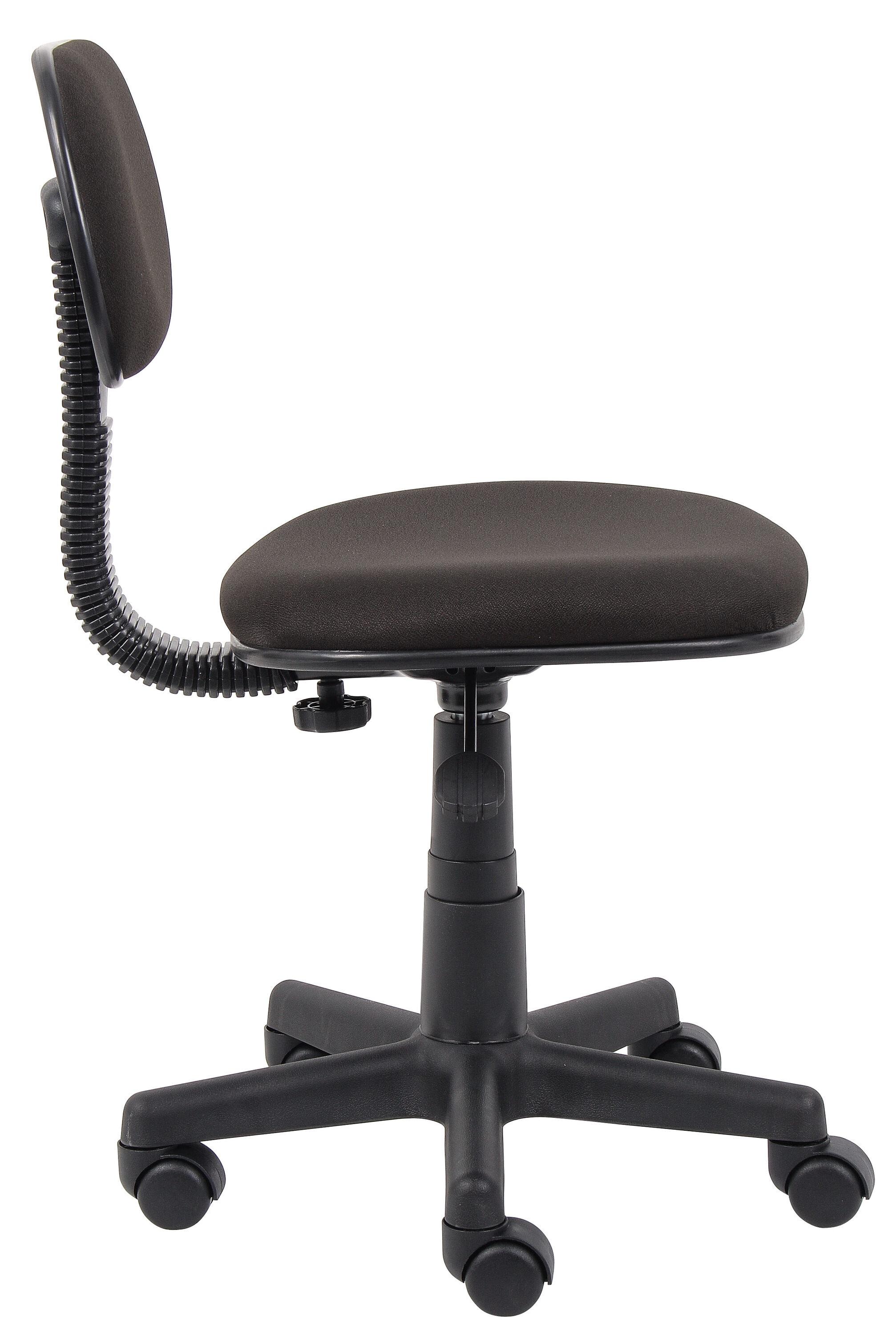 Fabric Steno Chair Black - Boss Office Products: Pneumatic Lift, Nylon Base, Swivel Casters