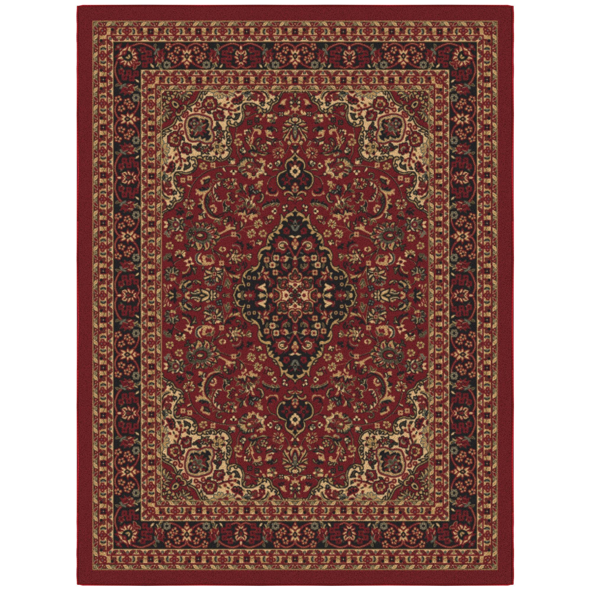 Ottomanson Non-Slip Rubberback Medallion Oriental 5x7 Indoor Area Rug, 5' x 6'6", Red