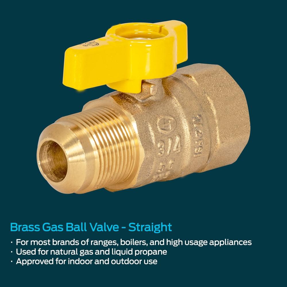 Eastman 3/4-inch Brass Gas Ball Valve with Yellow Handle
