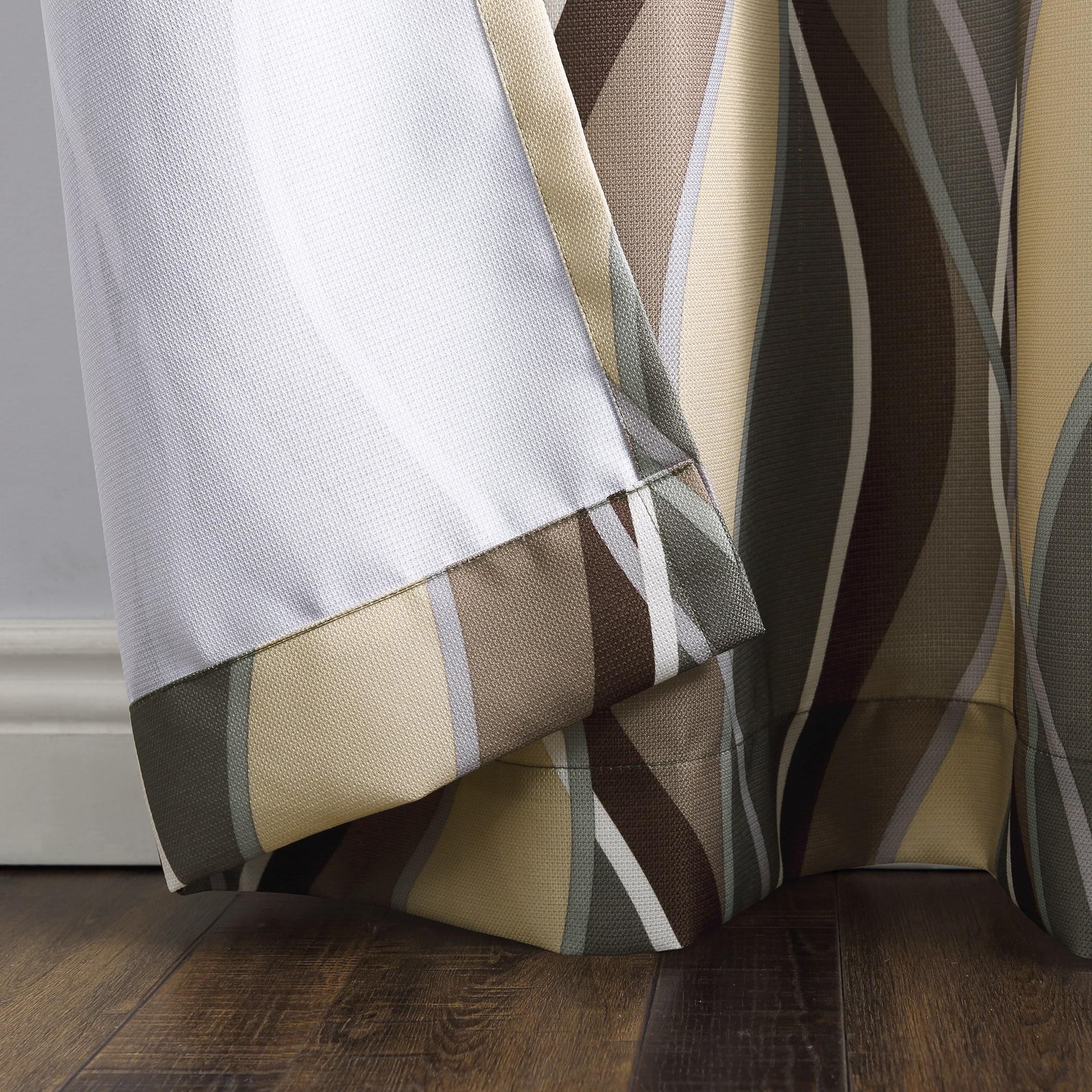 48"x84" No. 918 Semi-Sheer Intersect Ogee Wave Print Grommet Curtain Panel Spruce: Modern Light Filtering Green Curtain