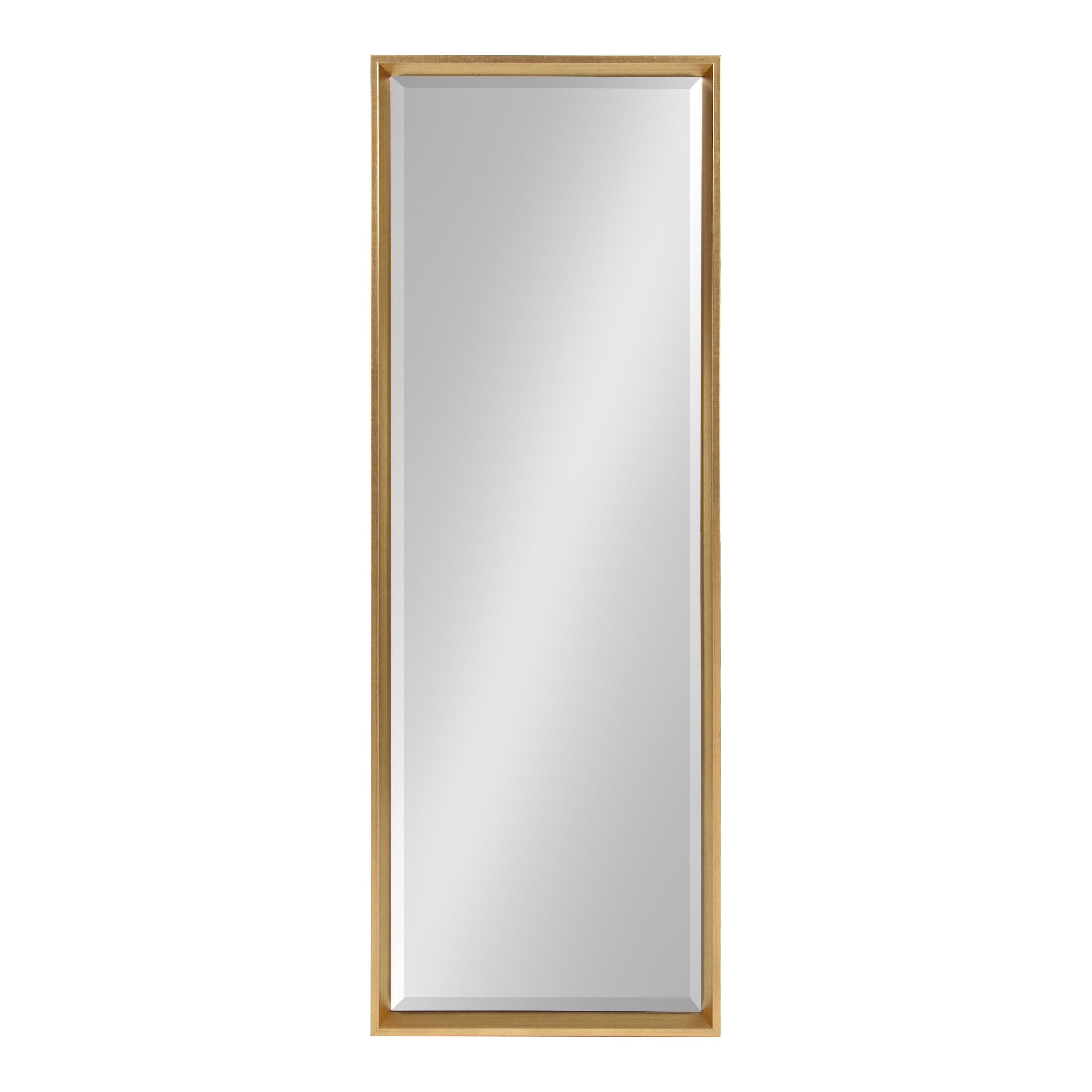 17.5" x 49.5" Calter Full Length Wall Mirror Gold - Kate and Laurel: No Assembly, Rectangle, Plastic Frame