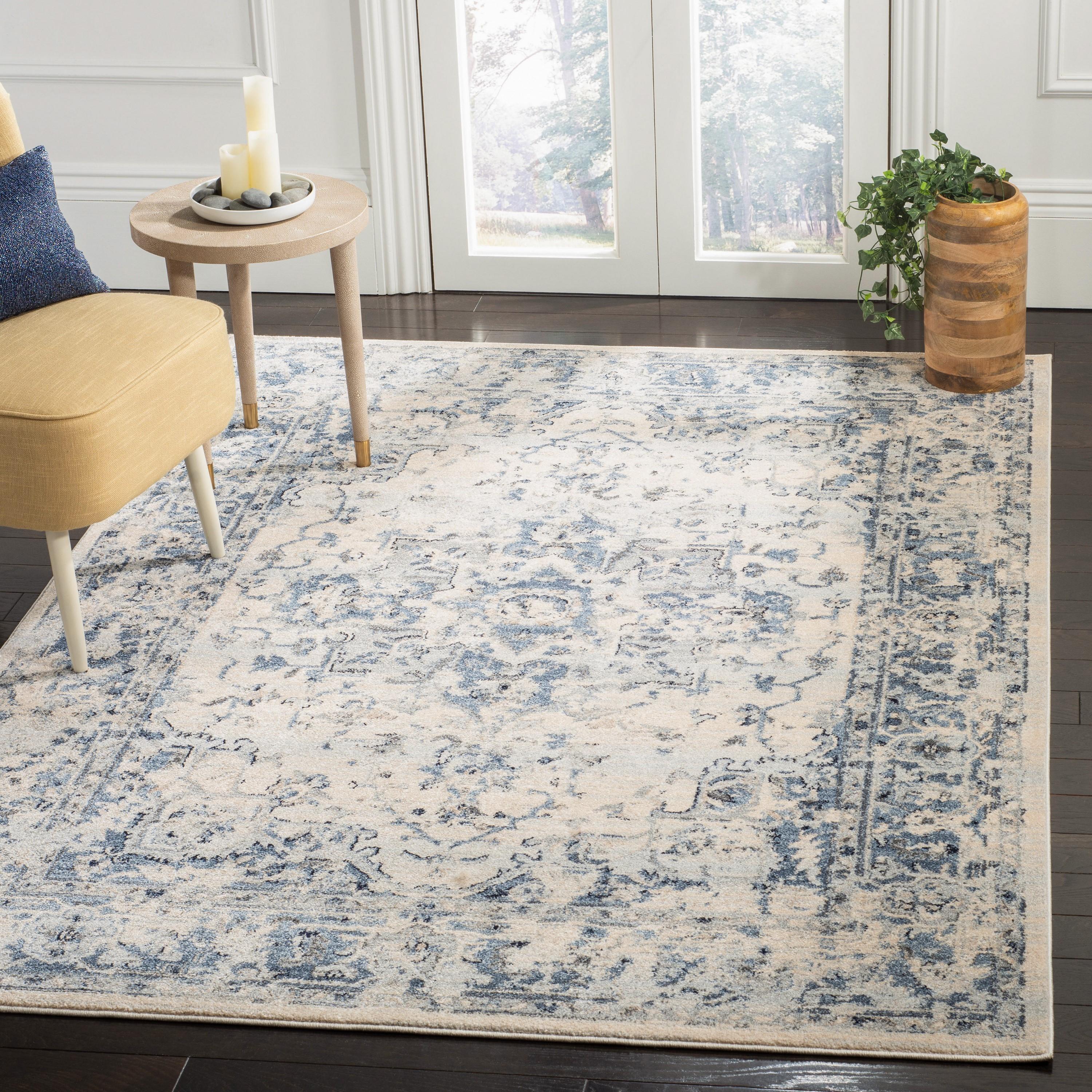 Charleston CHL411 Loomed Indoor Area Rug - Ivory/Navy - 8'x10' - Safavieh