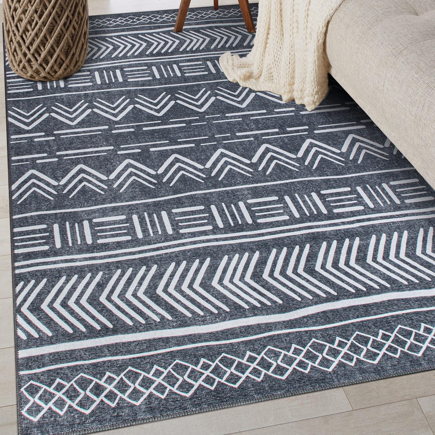 World Rug Gallery Contemporary Geometric Bohemian Machine Washable Area Rug