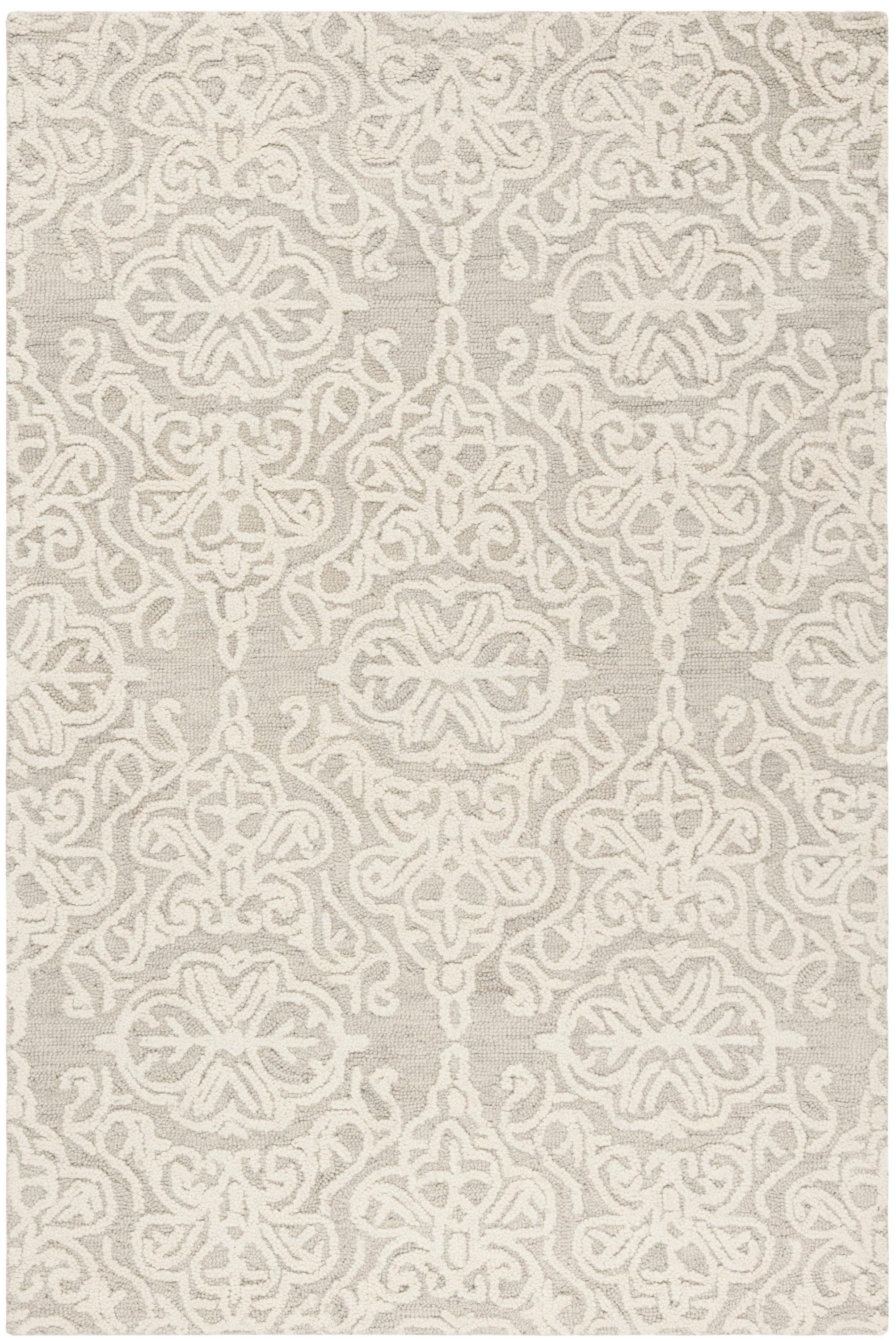 Blossom BLM112 Hand Tufted Indoor Accent Rug - Silver/Ivory - 3'x5' - Safavieh