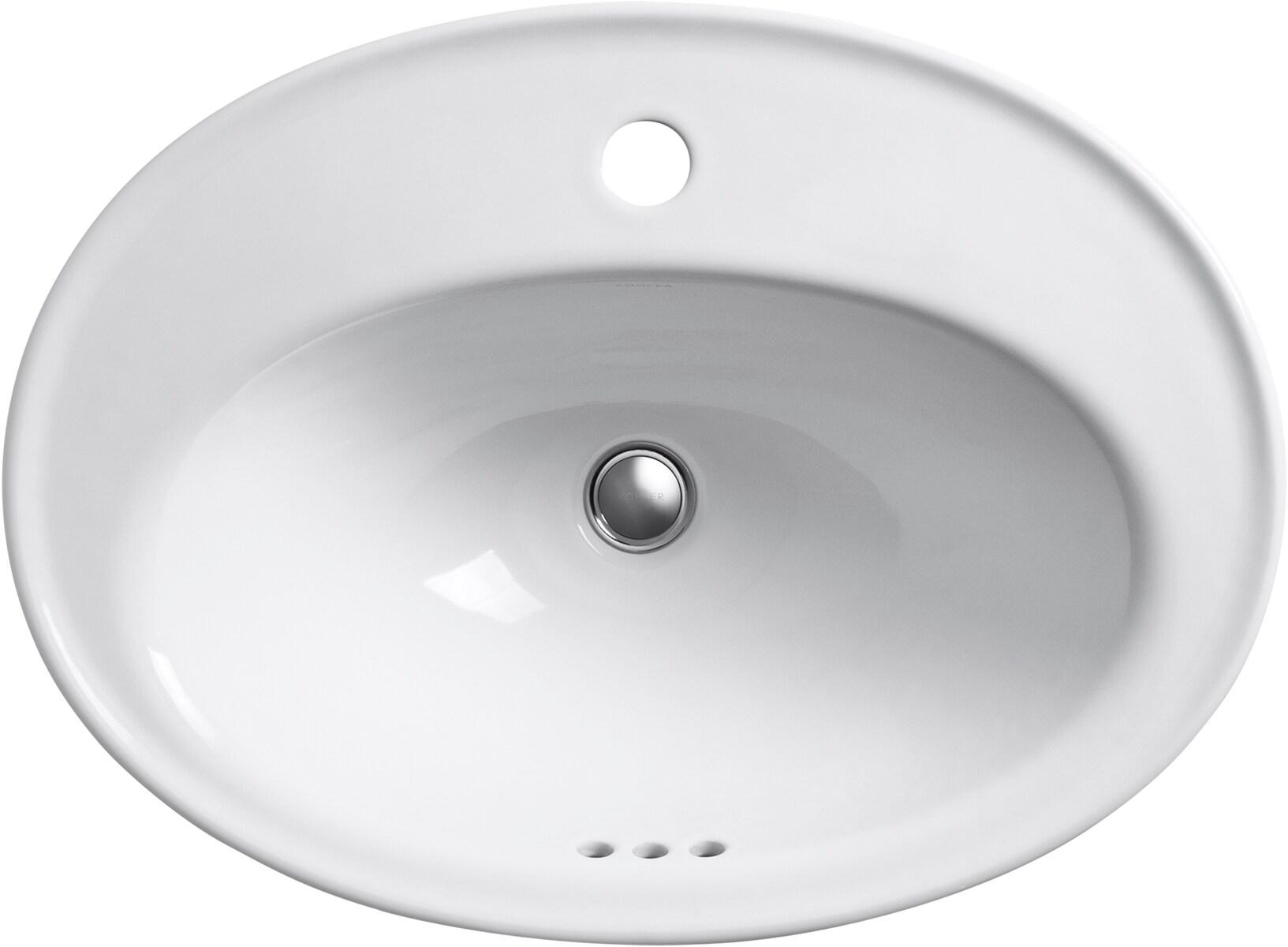 Serif® Ceramic Oval Drop-In Bathroom Sink with Overflow