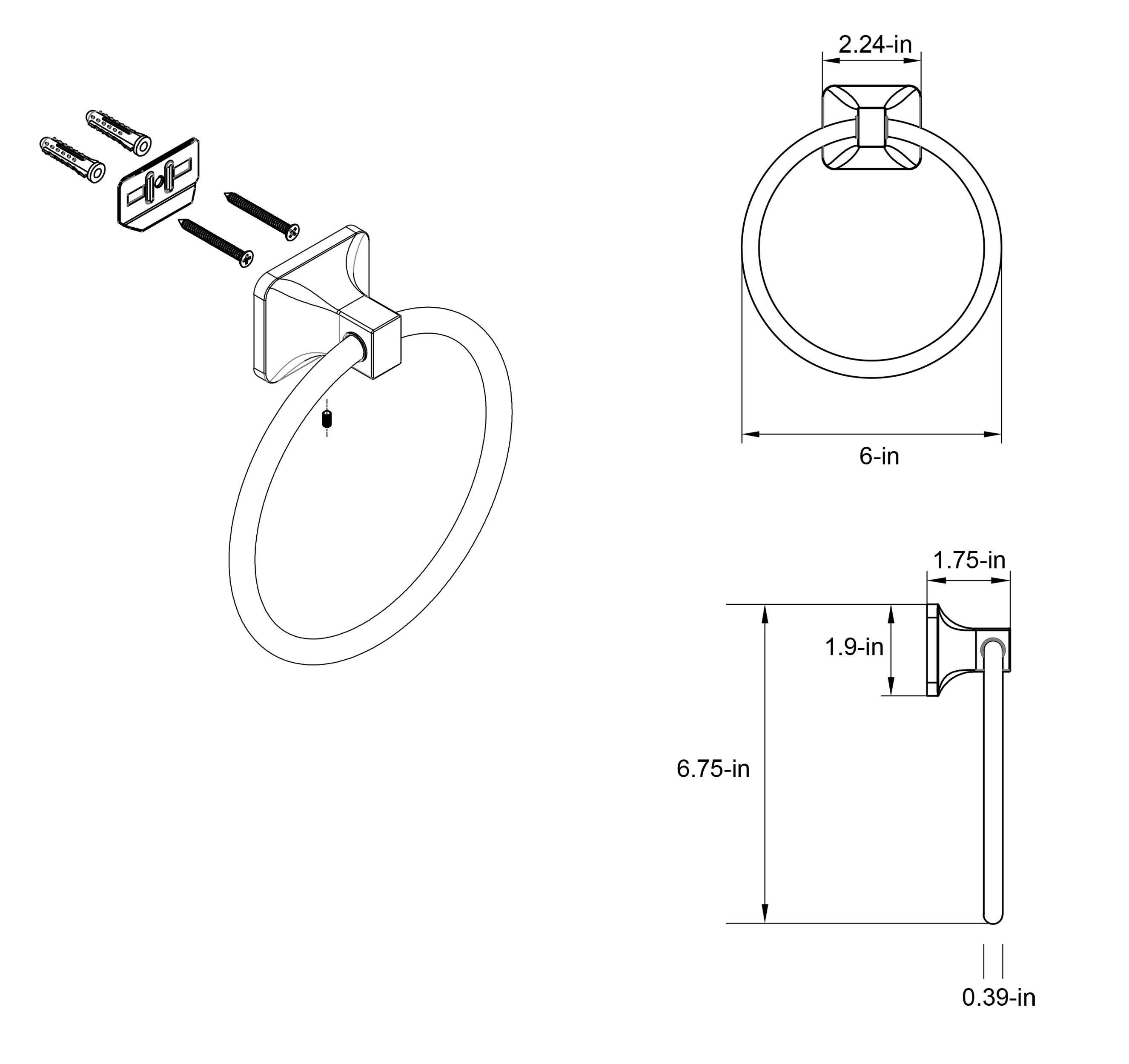 Project Source Seton Chrome Finish Wall Mount Towel Ring