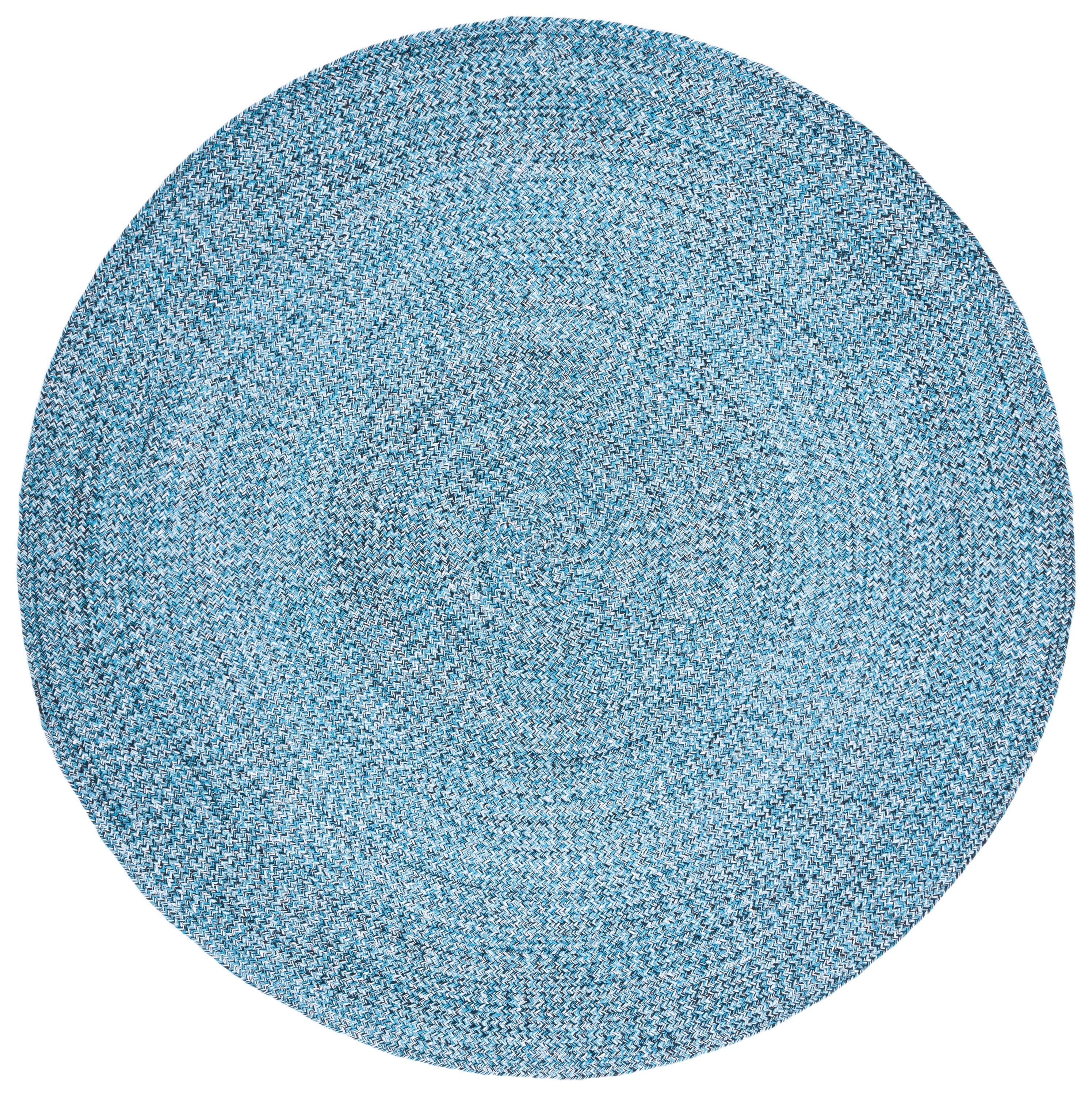 Braided BRD351 Hand Braided Area Rug - Blue/Black - 6' Round - Safavieh.