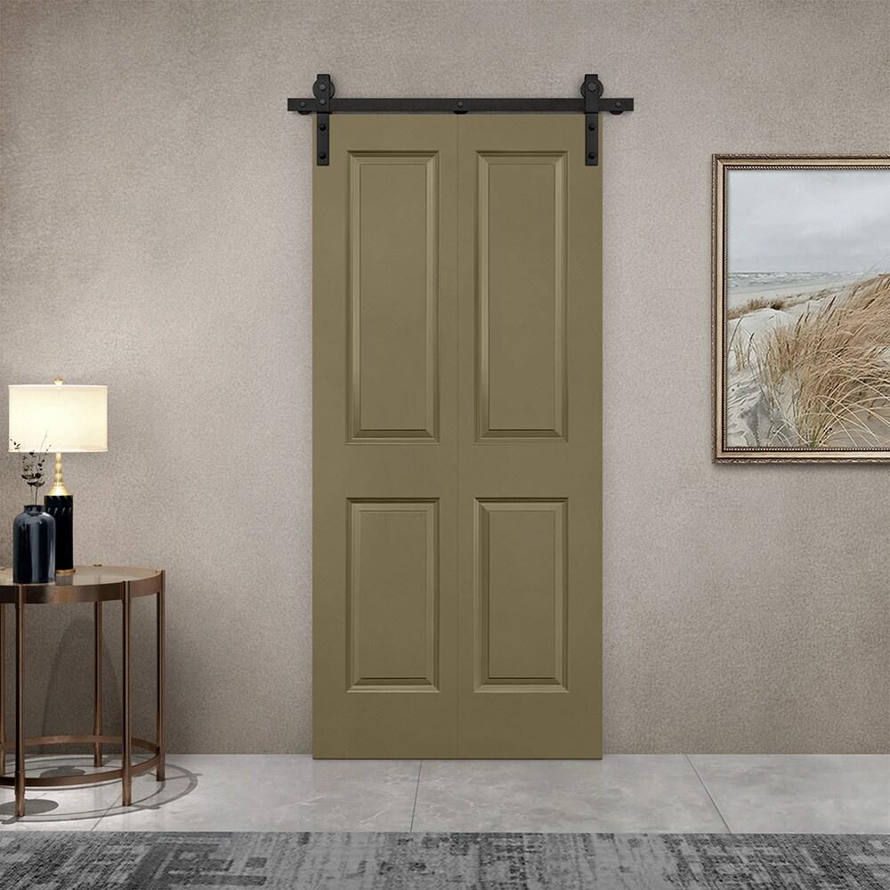 Calhome Paneled MDF Composite Bifold Barn Door with Installation Hardware Kit