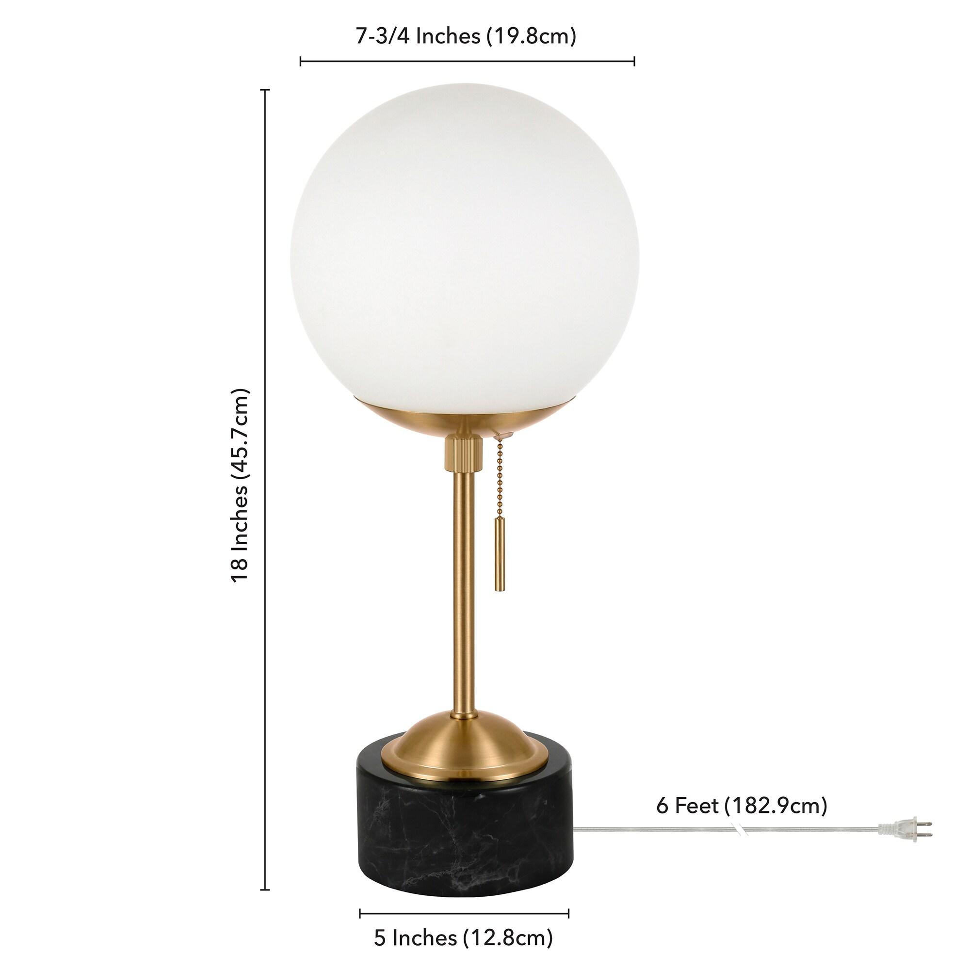 Evelyn&Zoe Modern Marble Table Lamp with White Globe Shade