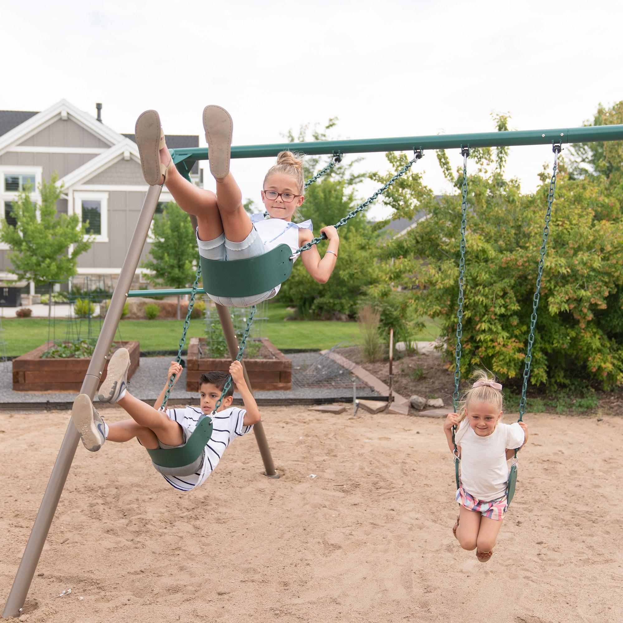 Lifetime Powder Coated Steel Swing Set with 4 Swing(s) , 1 Slide(s)