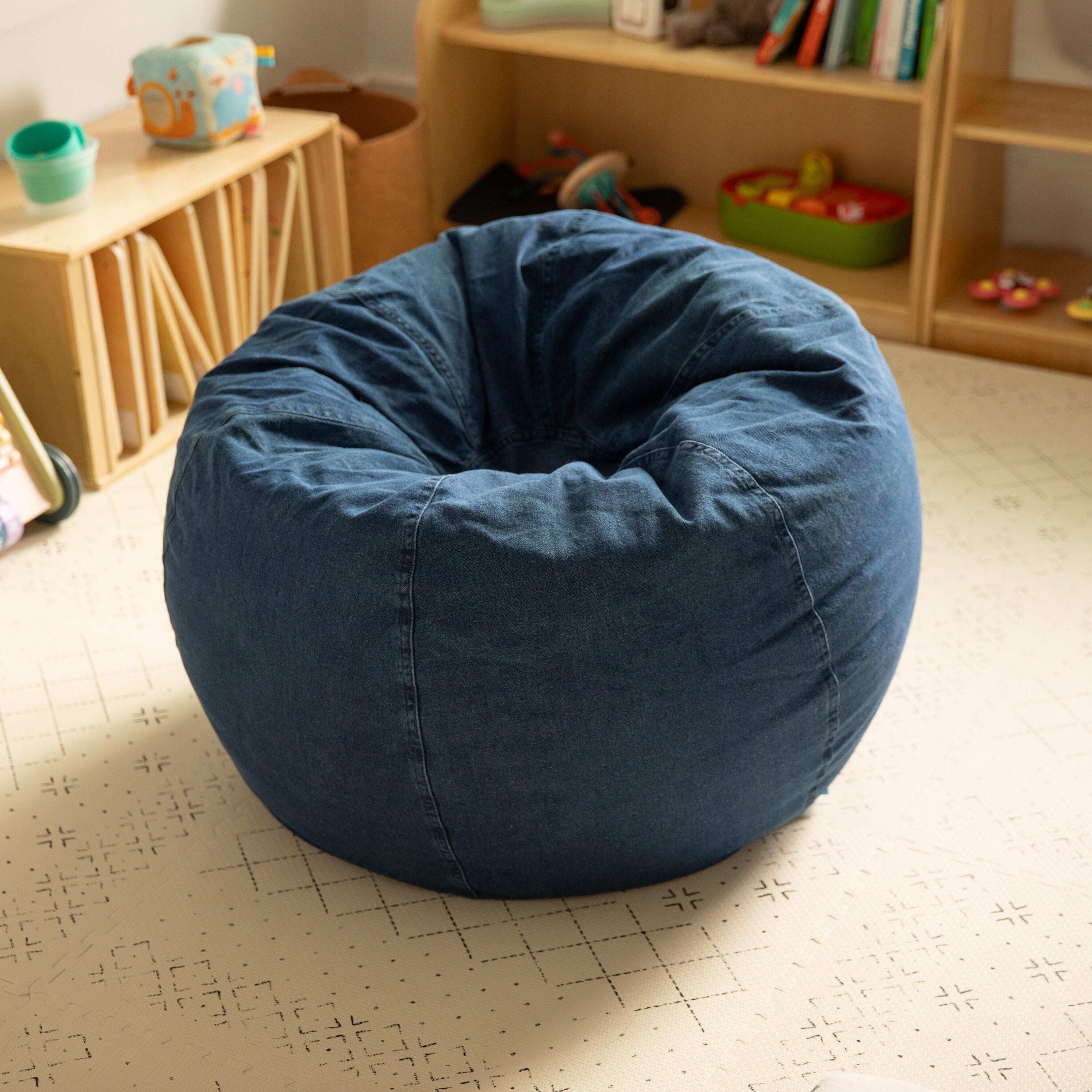 Flash Furniture Dillon Small Denim Refillable Bean Bag Chair for Kids and Teens