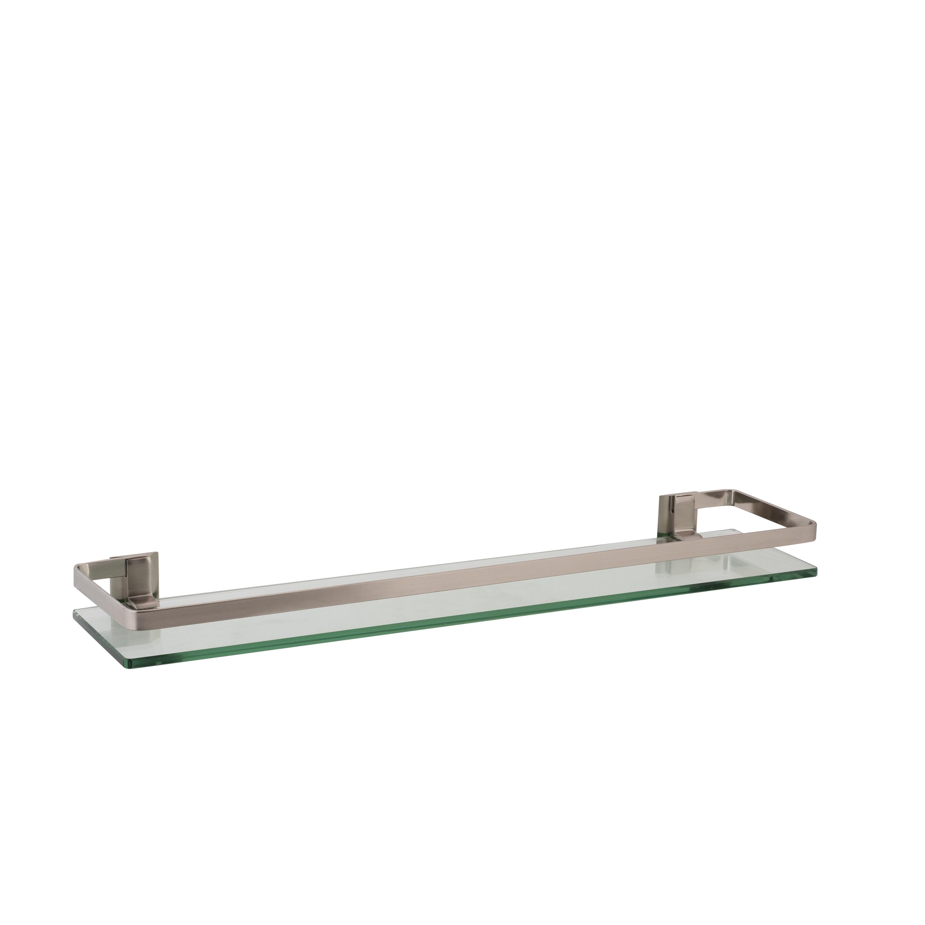 Glass Shelf with Metal Rail Nickel - Organize It All