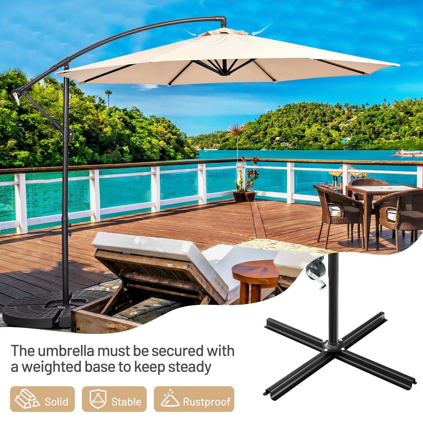 LAUSAINT HOME 10 ft Cantilever Patio Umbrella, Round Outdoor Beige Umbrella