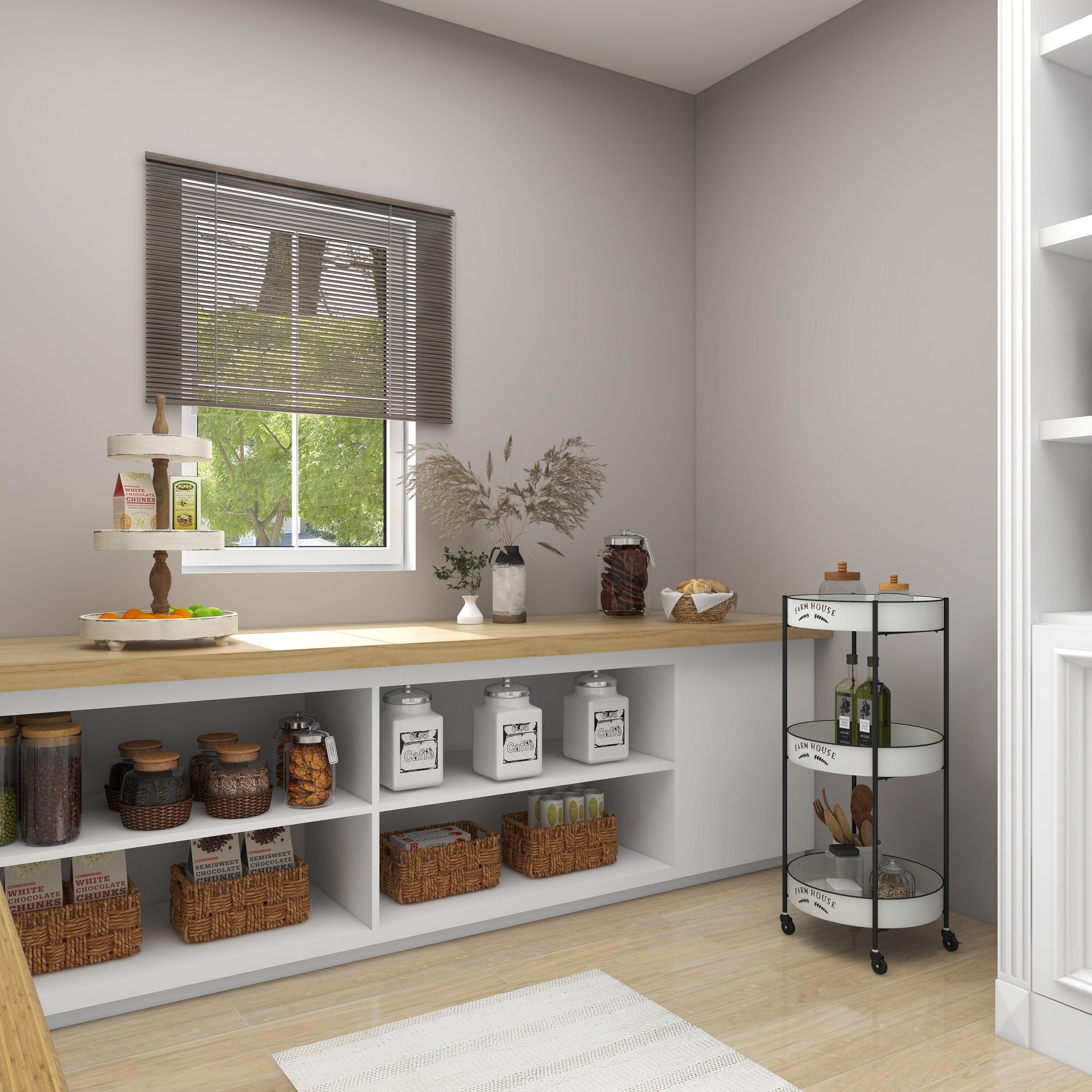 34'' x 16'' Farmhouse Metal Storage Cart White - Olivia & May: Decorative Storage Bins, Tabletop Bin, Adult Assembly Required