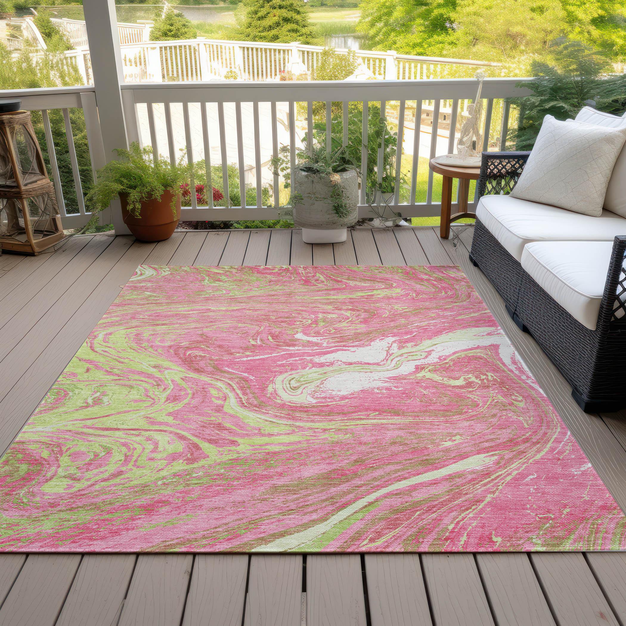 Machine Washable Indoor/Outdoor Chayden ACN1061 Pink Rug