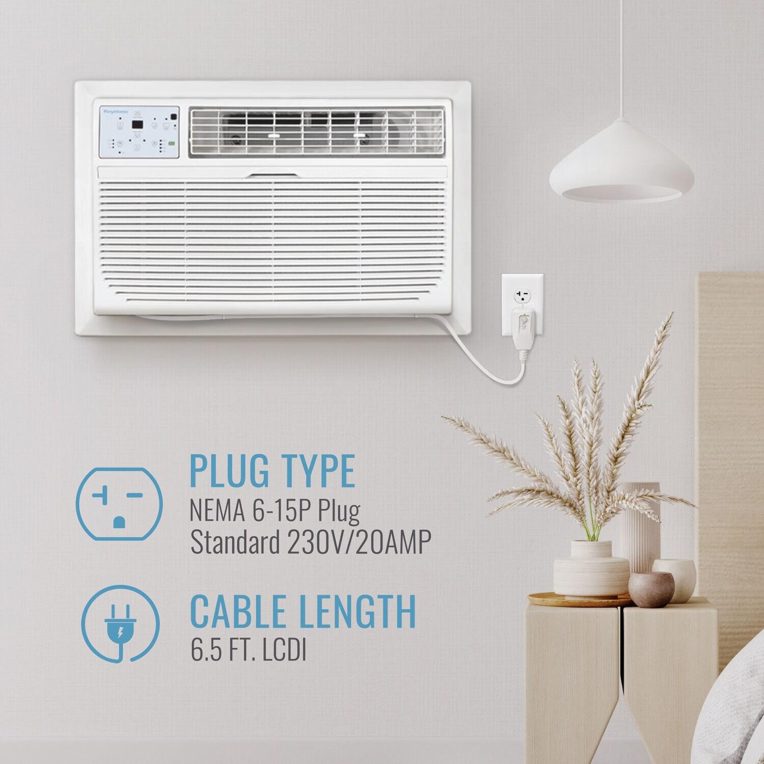 Keystone Keystone 10,000 BTU Wall Mounted Air Conditioner with Supplemental Heat and Dehumidifier Remote Control for Rooms up to 450 Sq.Ft., Quiet, High Efficiency AC