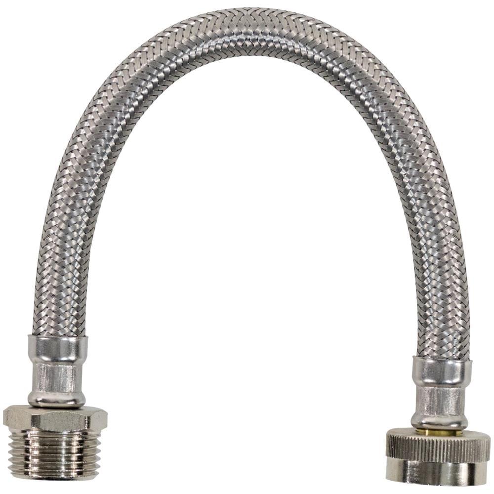 Certified Appliance Accessories® Braided Stainless Steel Water-Inlet Hose, 3/4 In. FGH x 3/4 In. MGH, 1 Ft. in Silver