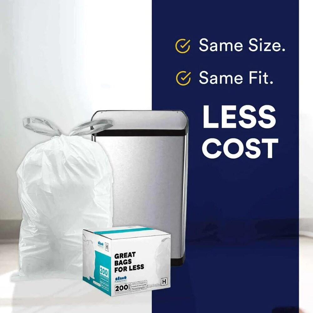 Plasticplace Trash Bags Compatible with simplehuman Code D 5.3 Gallon / 20 Liter White 15.75" x 28" (100 Count)